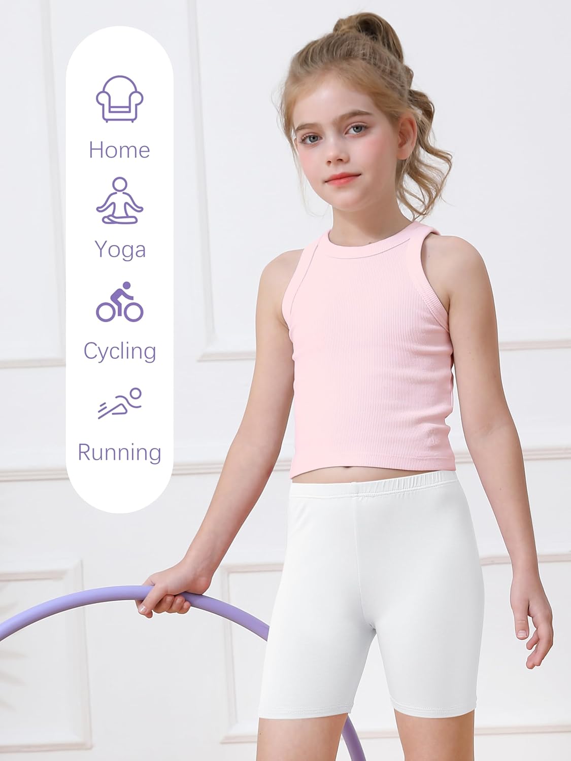 Detalle de Resinta 6-Pack Girls Bike Shorts (Under Dress, Dance & Play) – Multicolor