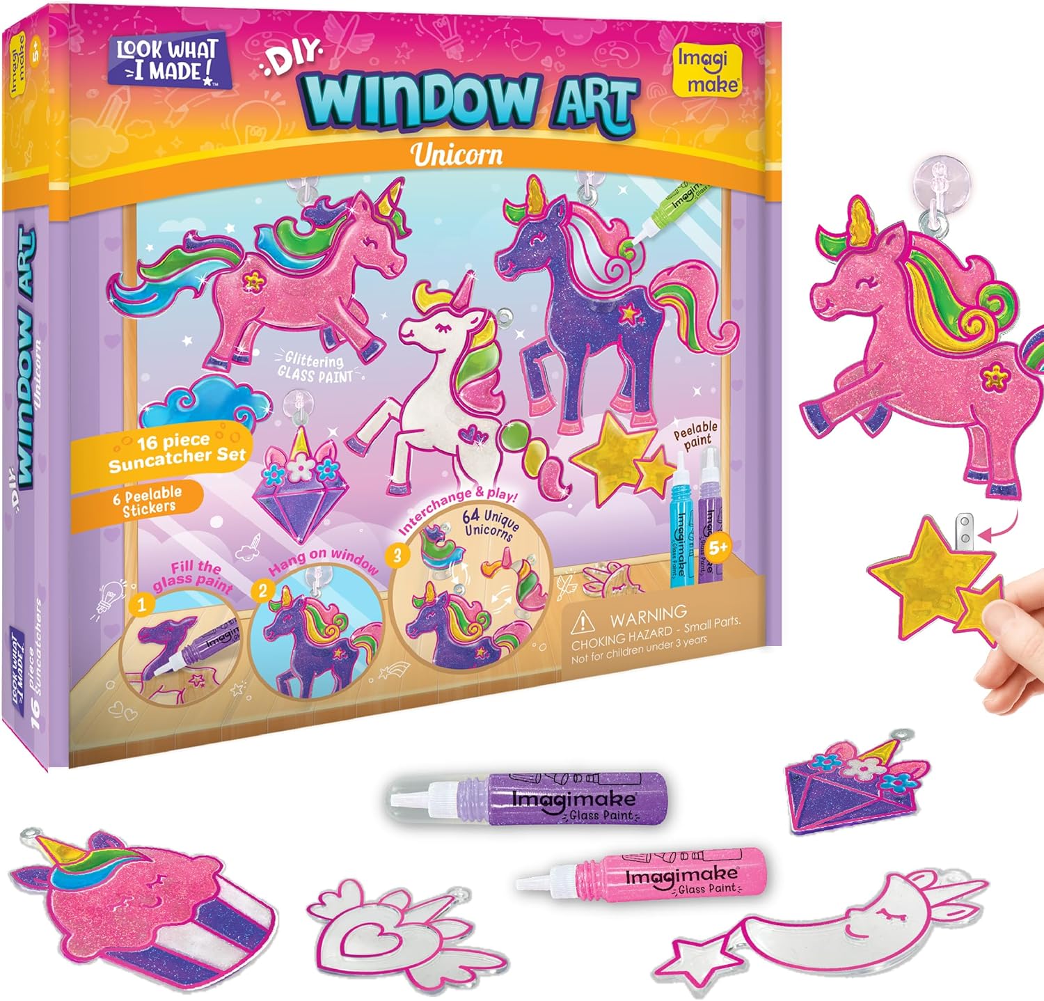 Thumbnail 5 de Imagimake Window Art Princess | Unicorn & Mermaid Suncatcher Kit (16-Piece Glass Painting Set)