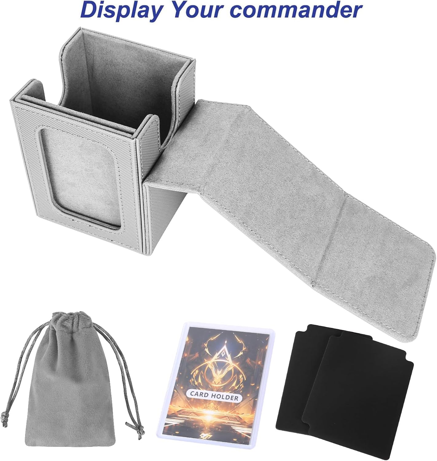 Thumbnail 3 de AFIING Commander MTG Deck Box for Display, 100 Double-Sleeved Cards Storage (Silver/Grey)