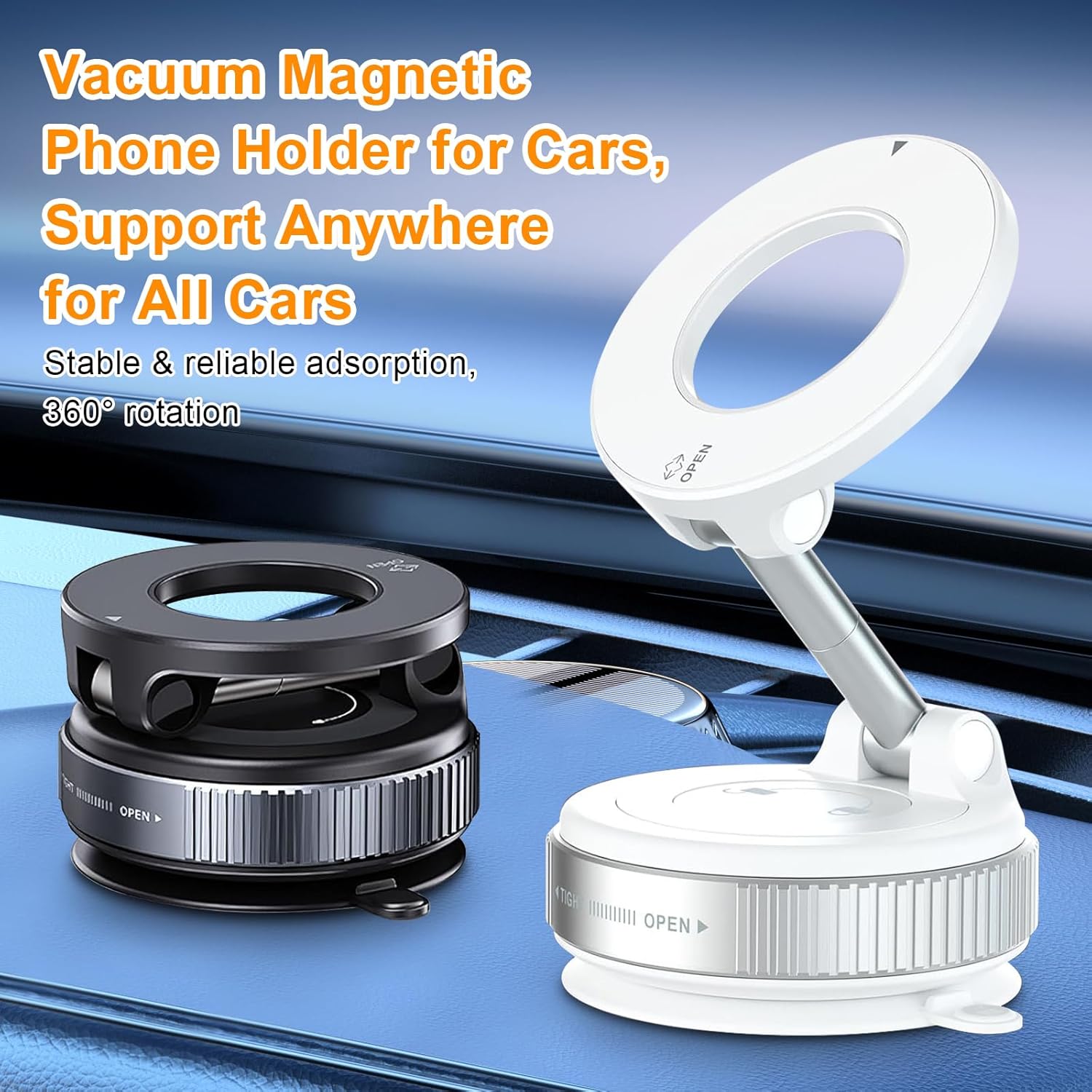 Thumbnail 1 de Astriva Maglock Vacuum Magnetic Phone Mount: 360° Rotating Car Holder with Ultra-Foldable Design