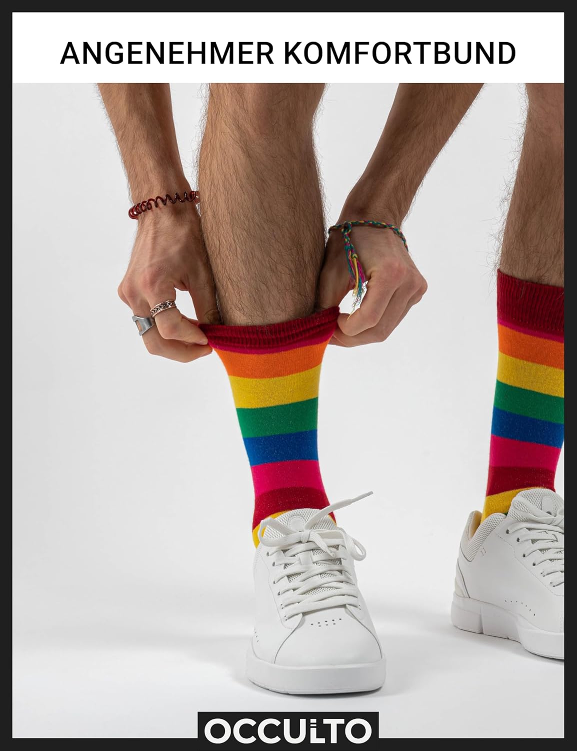 Detalle de Occulto BUNTE SOCKEN für Herren (6 Paar) aus Baumwolle – farbige Business- und Ringelsocken