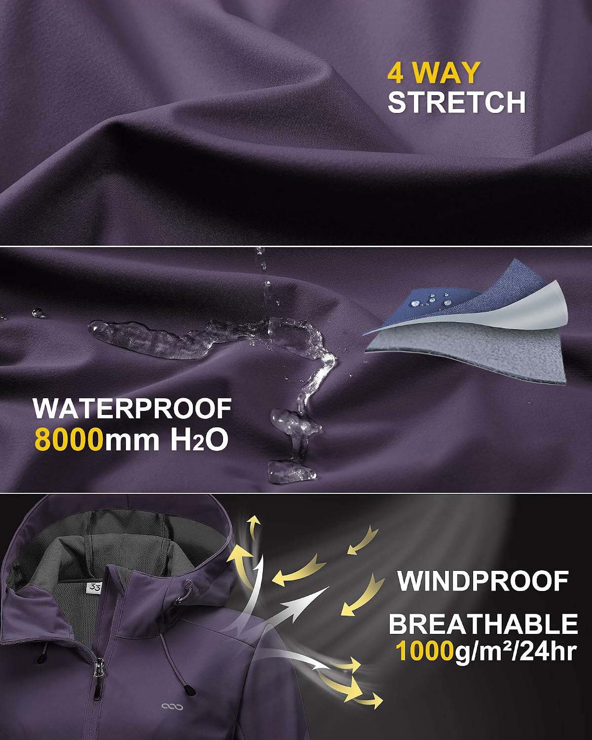 Thumbnail 2 de 33,000ft Damen Softshelljacke 8000 mm Wasserfest