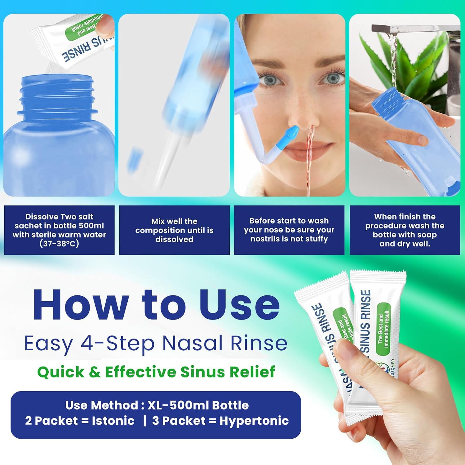 Thumbnail 2 de Neti Lota 500 ml con 20 bustine di sale – irrigatore nasale per adulti e bambini da 5 anni