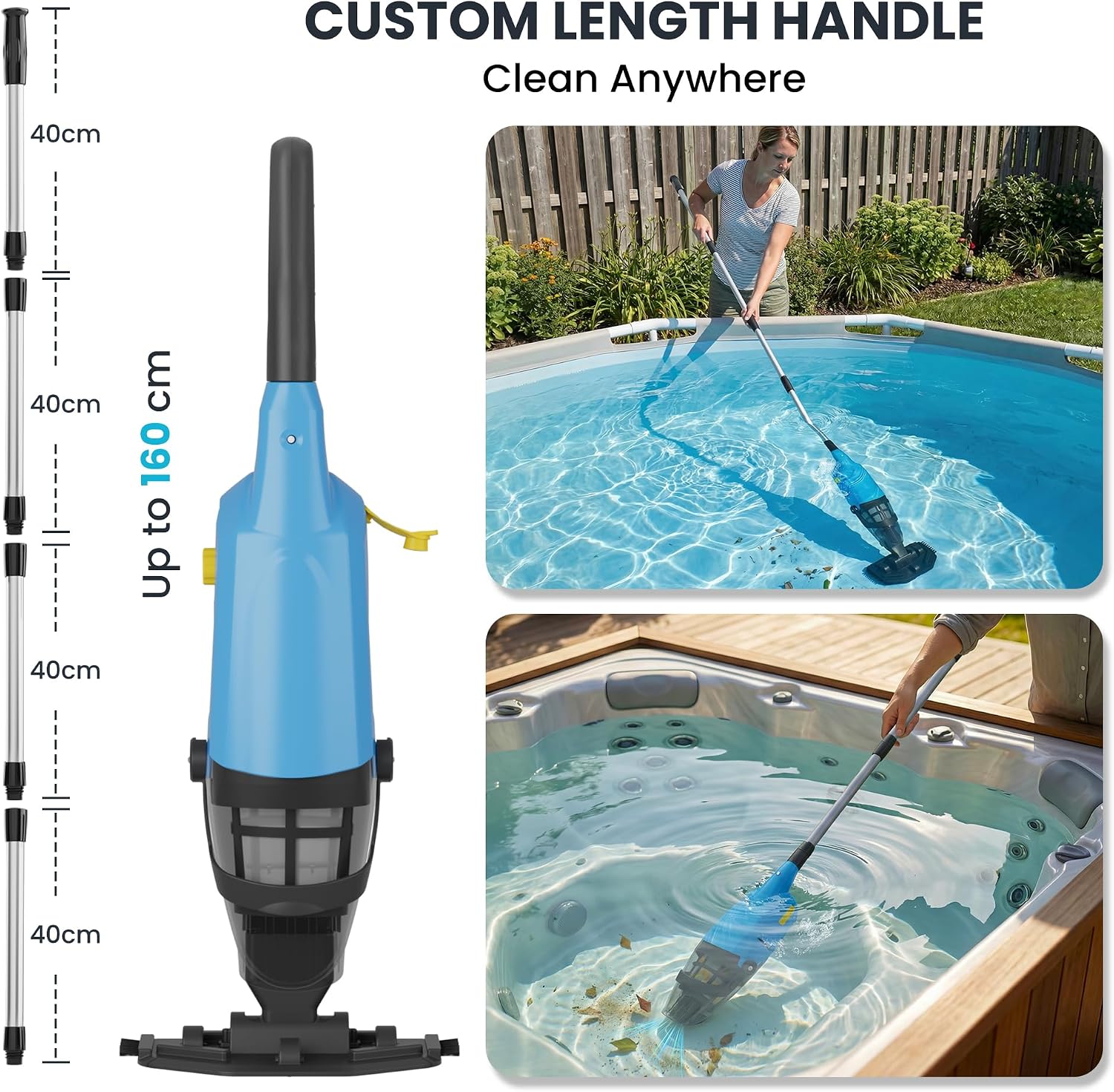 Detalle de Pool Hoover Vacuum: Cordless Pool Cleaner for Above Ground, Inground Pools and Spas