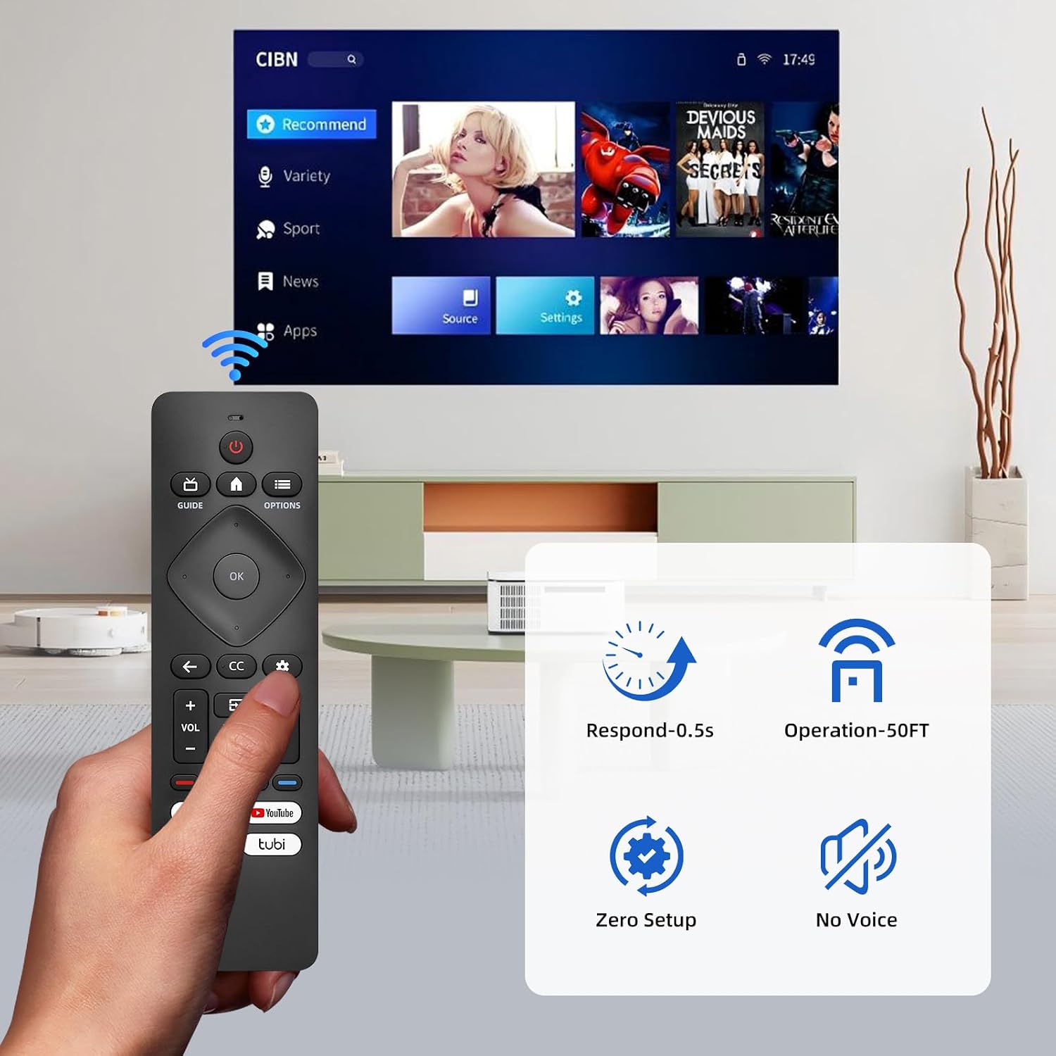 Detalle de BUXQE philp-1 Universal Remote for Philips Smart TVs, Infrared, 4 App Shortcuts