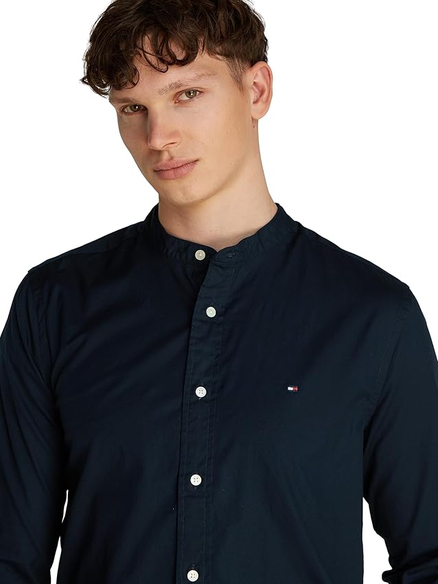 Detalle de Tommy Hilfiger Camisa Flex Poplin Mao M Azul 100% algodón