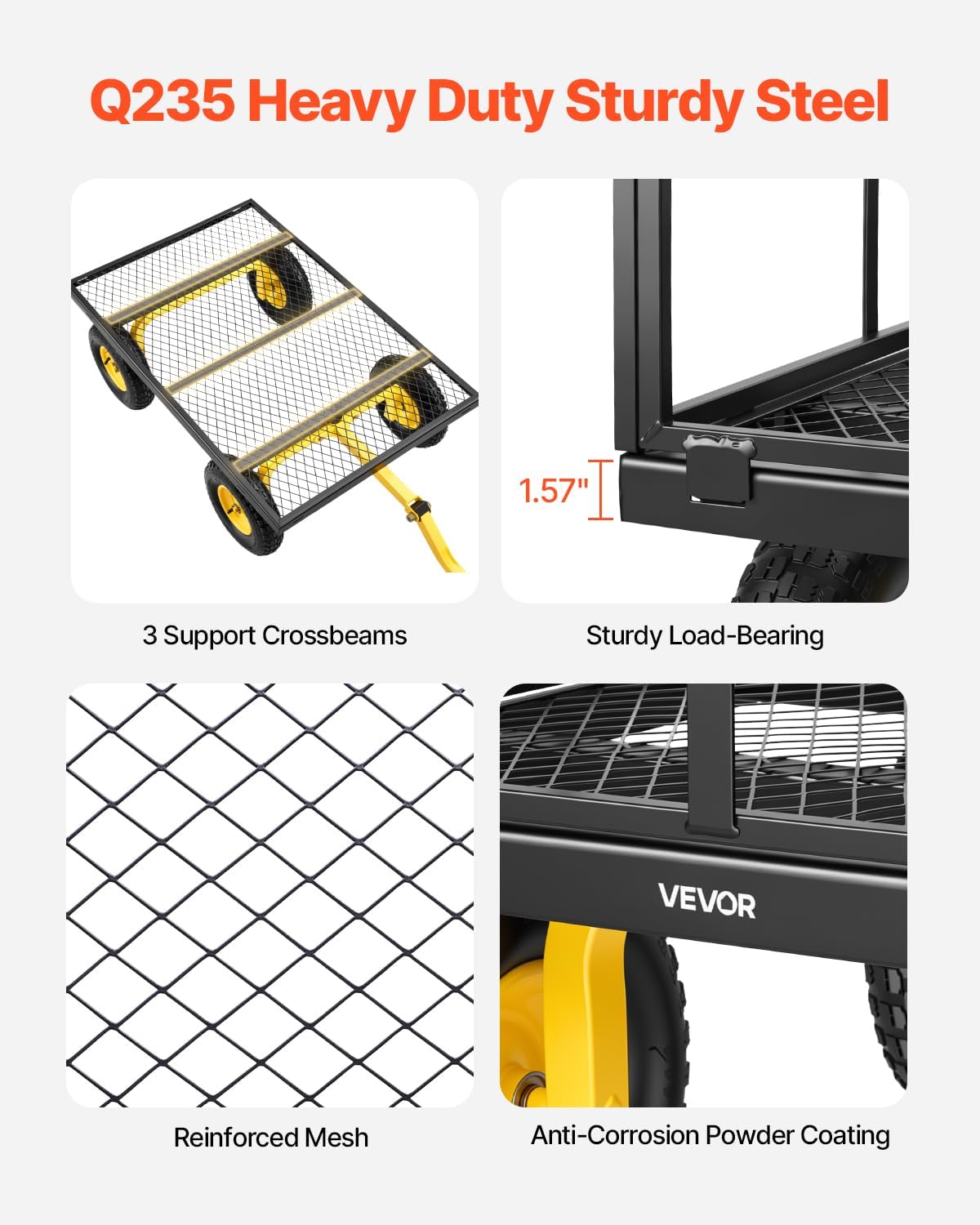Detalle 2 de VEVOR Steel Garden Cart, 1400-lb Capacity