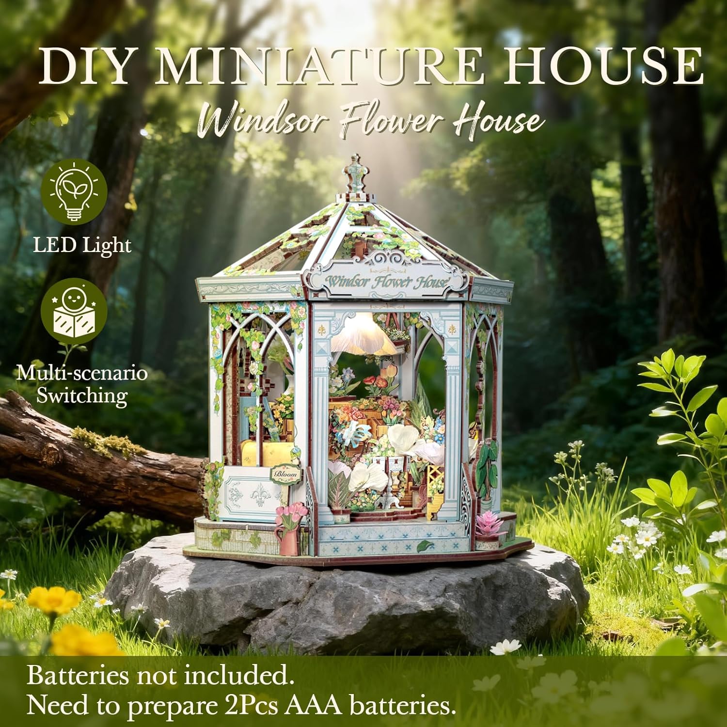 Thumbnail 1 de Cutefun DIY Miniature House Windsor Flower House: casa delle bambole in legno con luci LED