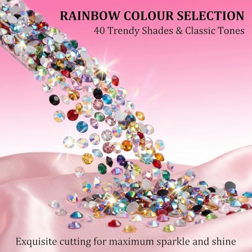 Detalle de 32000 Pcs Bedazzling Kit with Glue – Zhaohyjianm 40 Colour Resin Jellies with Glue, Tweezers and Pick-up Pen