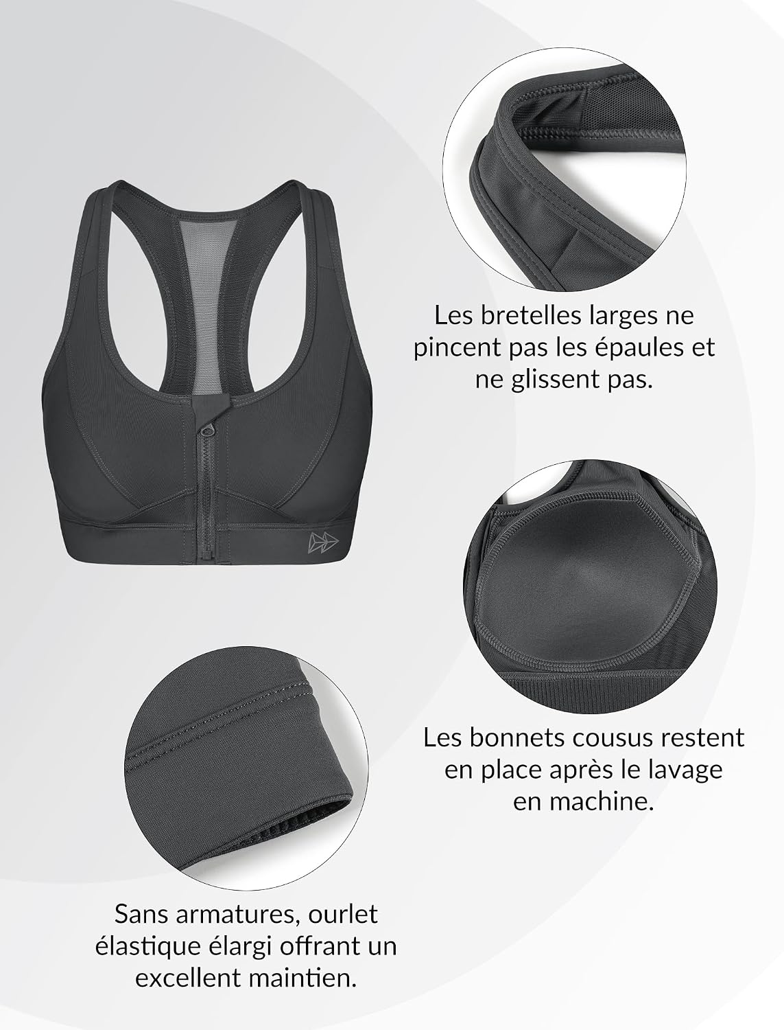 Detalle 2 de Yvette Sport BH Starker Halt Vorderverschluss 🏃♀