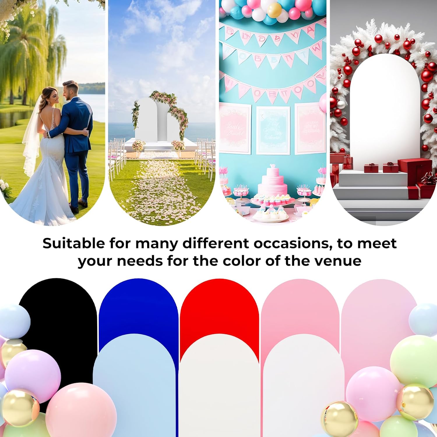 Thumbnail 6 de Babenest Black Wedding Arch Cover Set of 3 — Elastic Spandex Backdrop for 5ft/6.6ft/7.2ft Arches