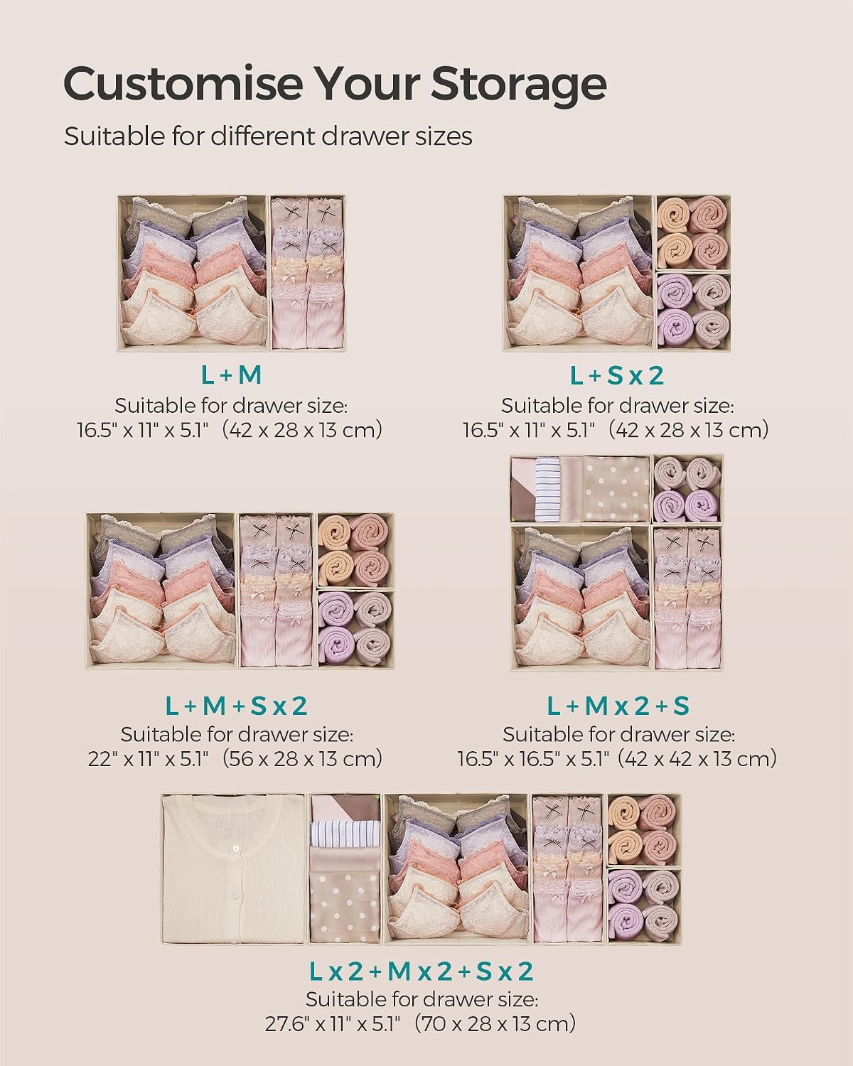 Thumbnail 4 de SONGMICS Drawer Organisers RDZ006Y01