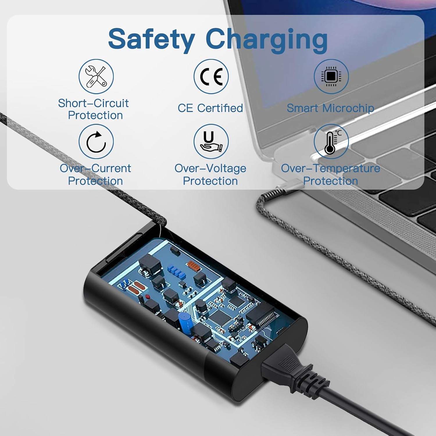 Detalle de FEWRJG New Slim 65W USB-C Laptop Charger (compatible with HP Spectre x360, EliteBook x360 and more)