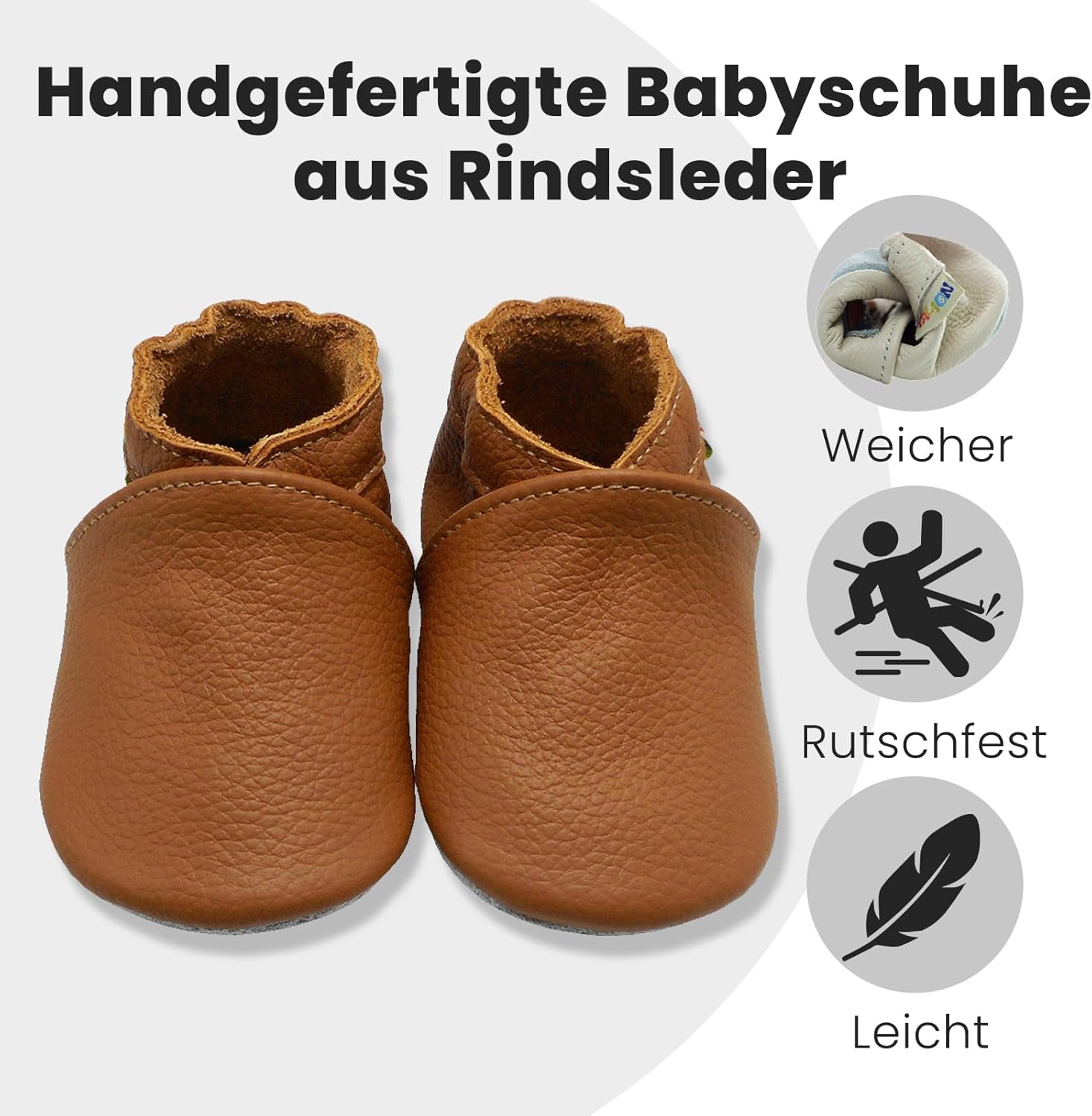 Thumbnail 2 de YALION Baby Weicher Leder Lauflernschuhe – Krabbelschuhe aus Leder für Babys