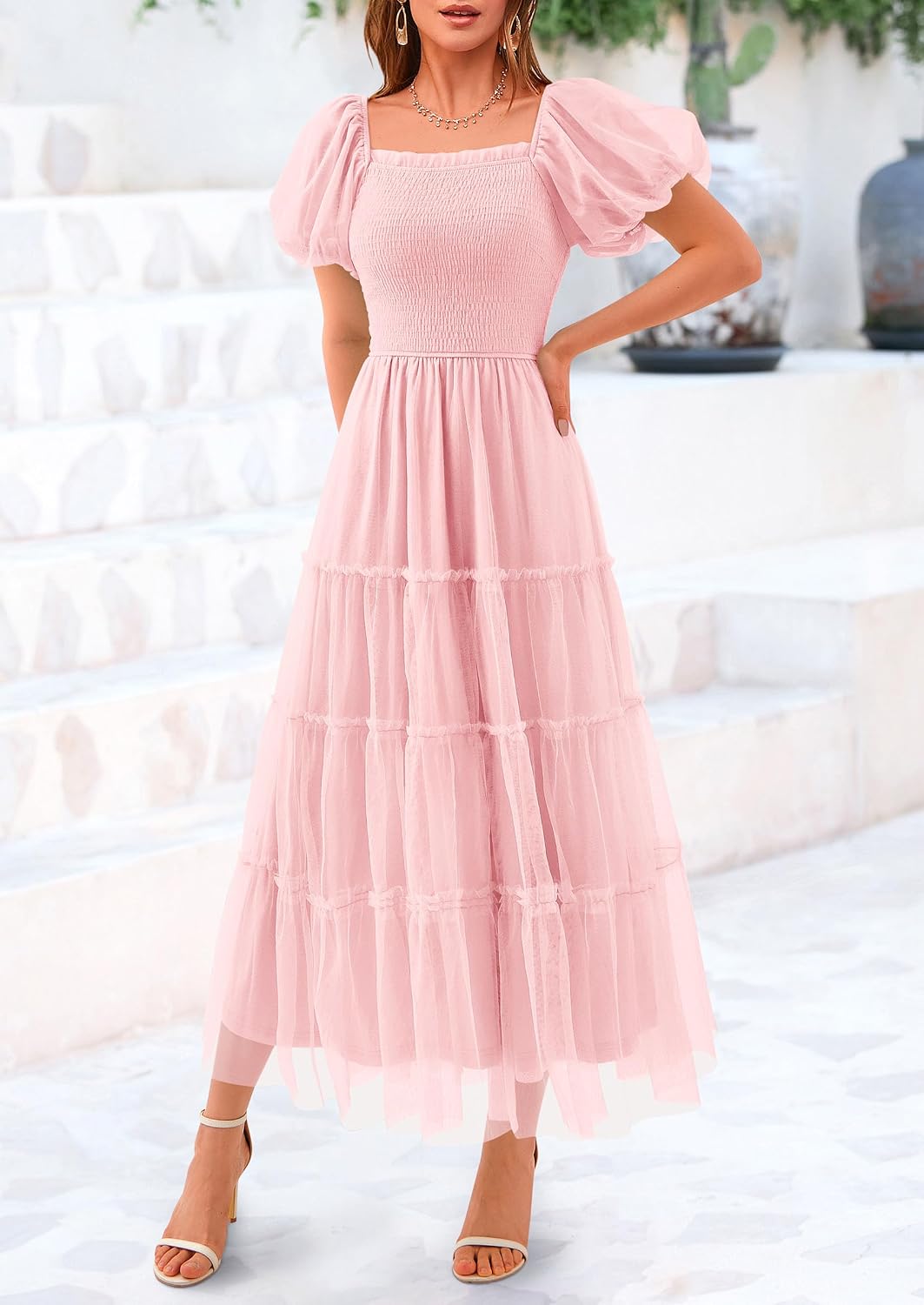 Thumbnail 5 de PRETTYGARDEN Smocked Midi Tulle Dress