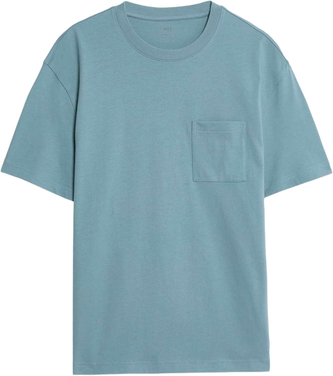 Thumbnail 6 de Marks & Spencer T-shirt van puur katoen met borstzak, losse pasvorm en ronde hals