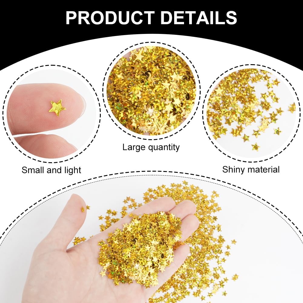Detalle de Hotut Confettis dorés étoiles 6 mm – lot 45 g pour décorations festives
