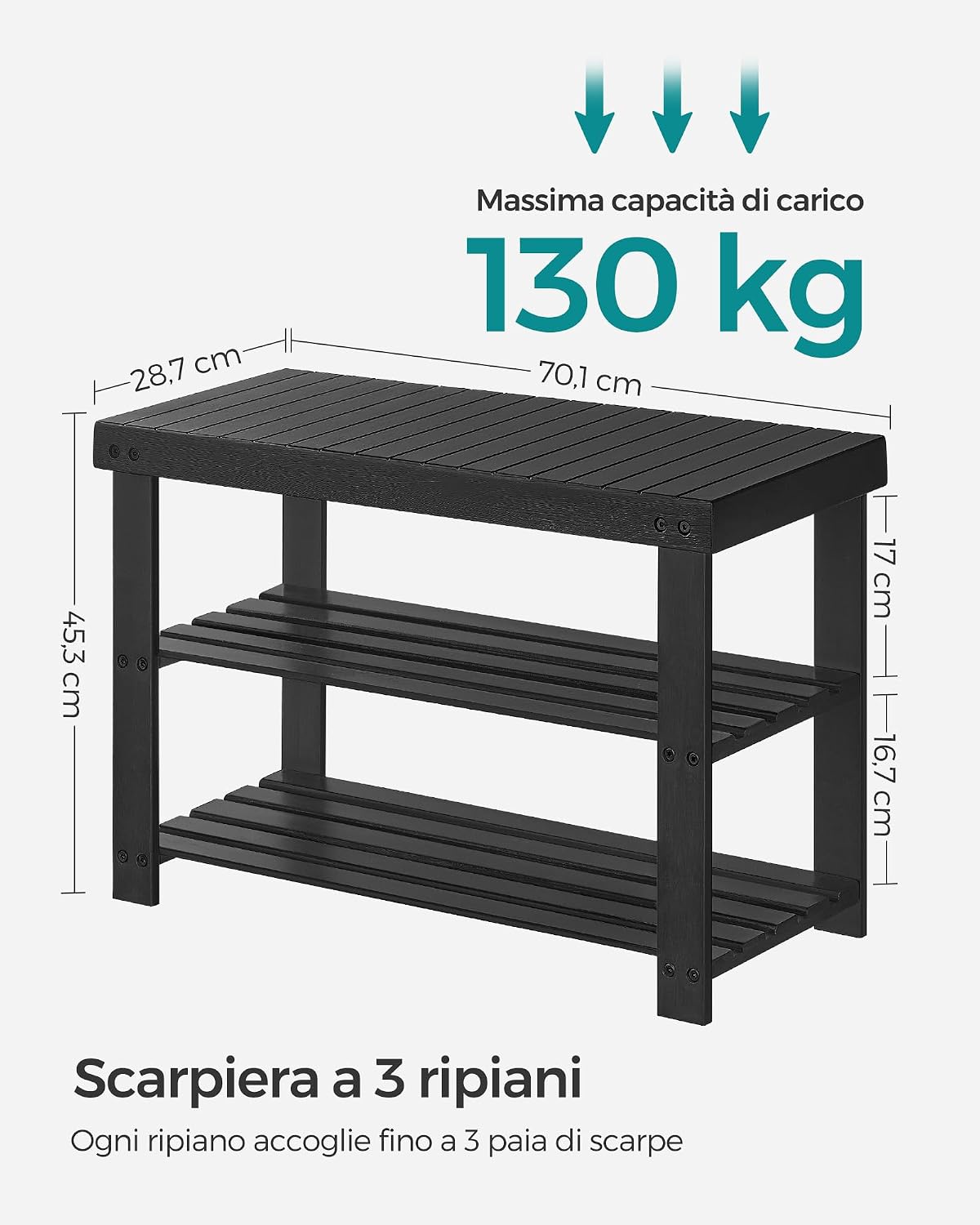 Thumbnail 6 de SONGMICS LBS04H scarpiera panca in bambù 130 kg