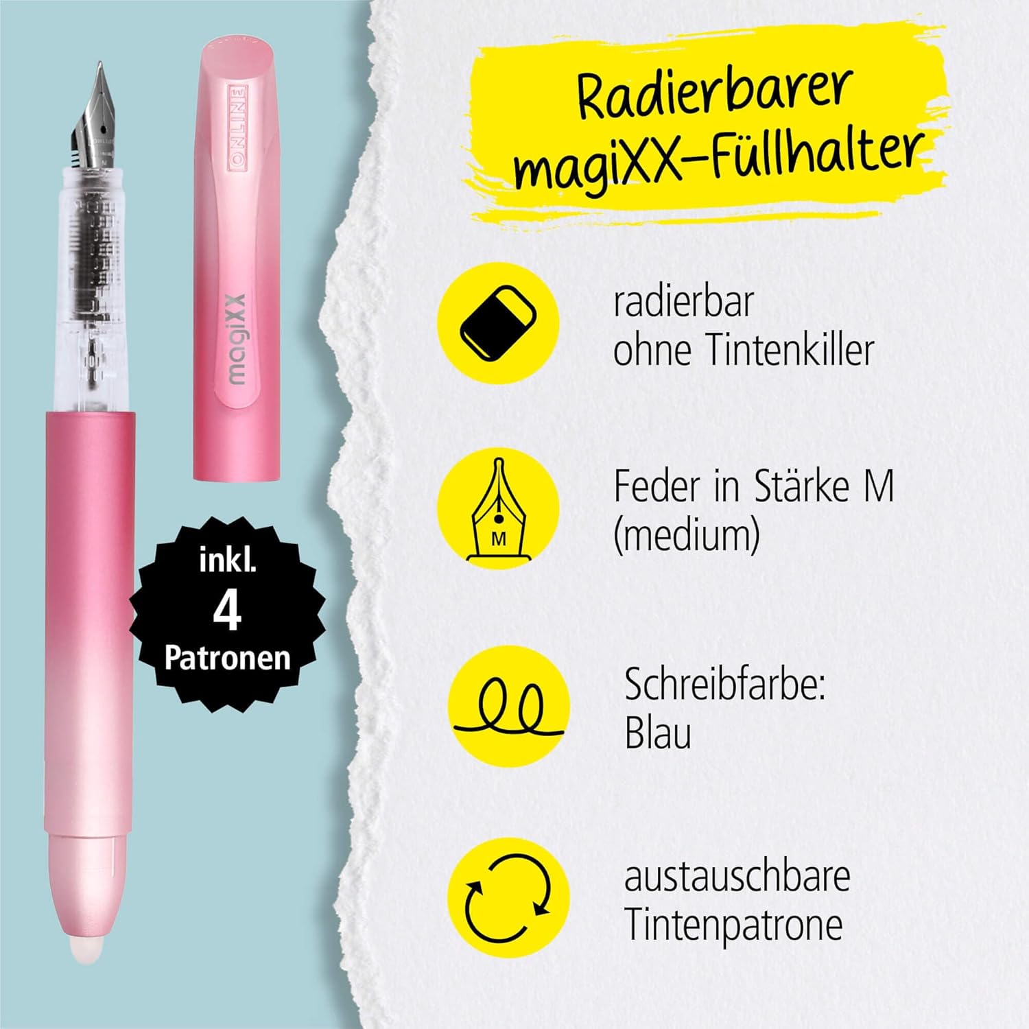 Detalle 2 de Online magiXX Sweet Love Füllhalter mit radierbarer Tinte