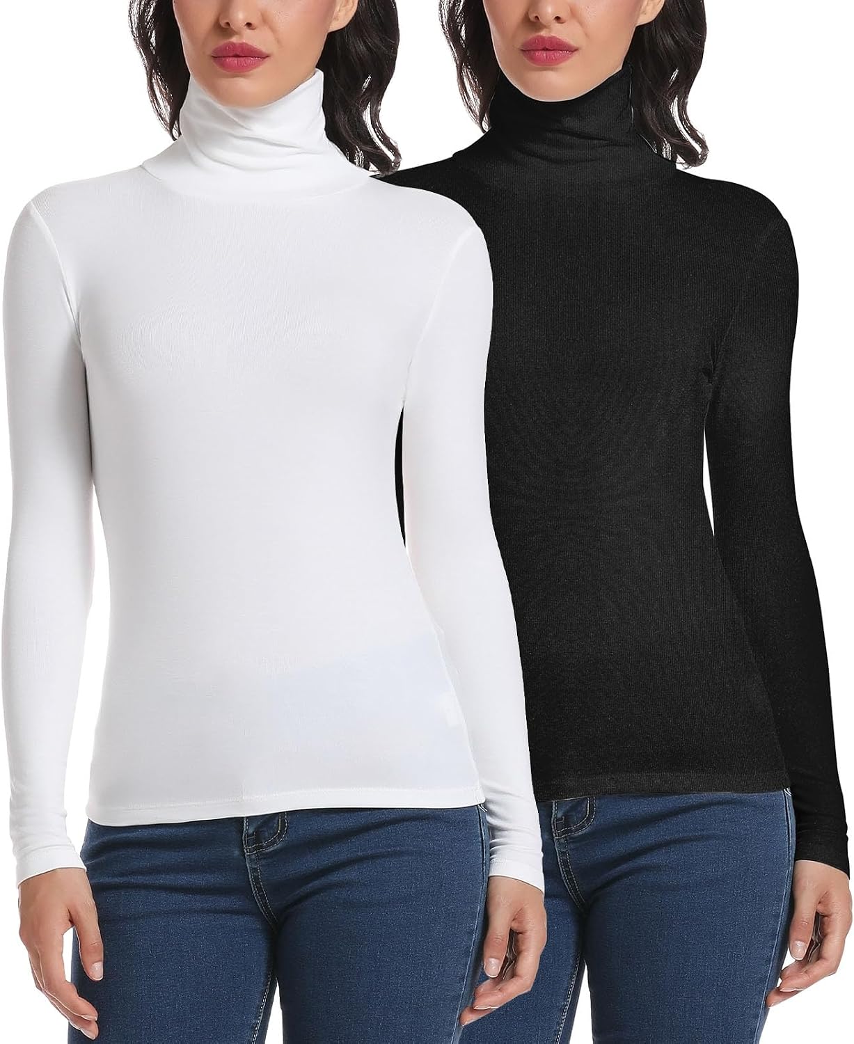 Detalle de STARBILD långärmad topp med hög hals, stretch och slim fit