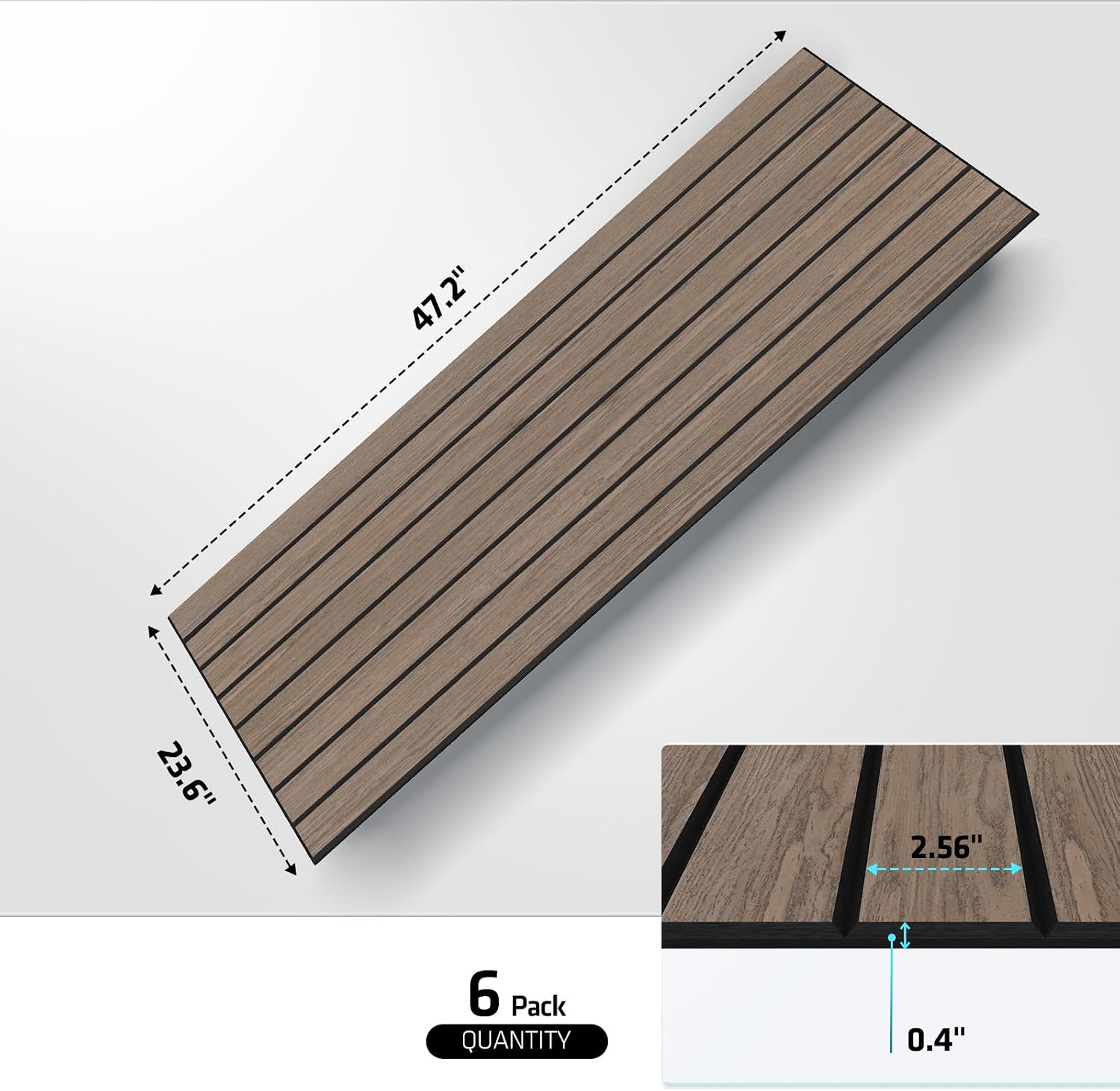 Thumbnail 1 de UMIACOUSTICS PE4824-DW Acoustic Panels, 6-Pack, Natural Walnut, 0.4-Inch Thick