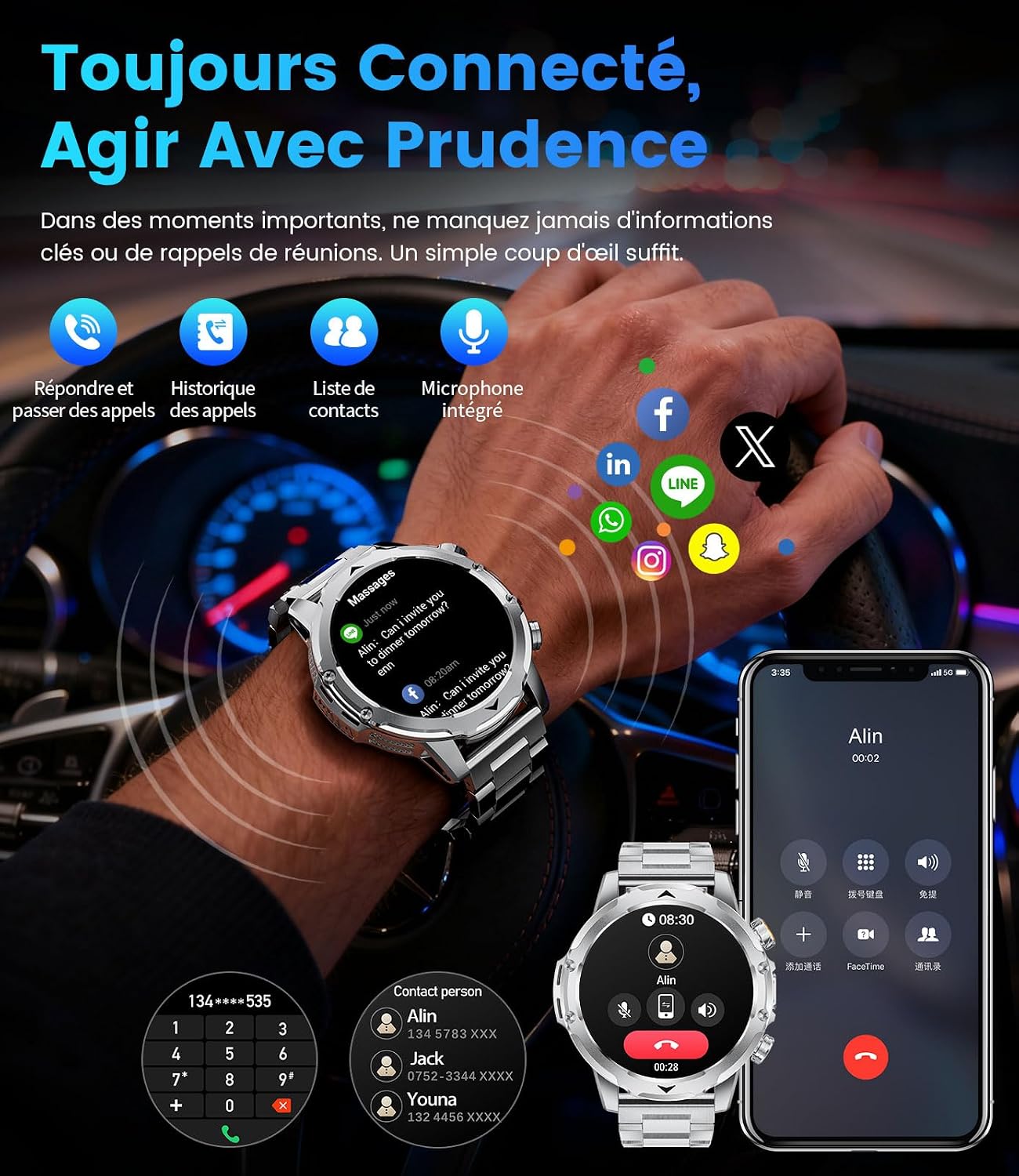 Detalle 2 de LIGE SMART Montre Connectée 1000mAh