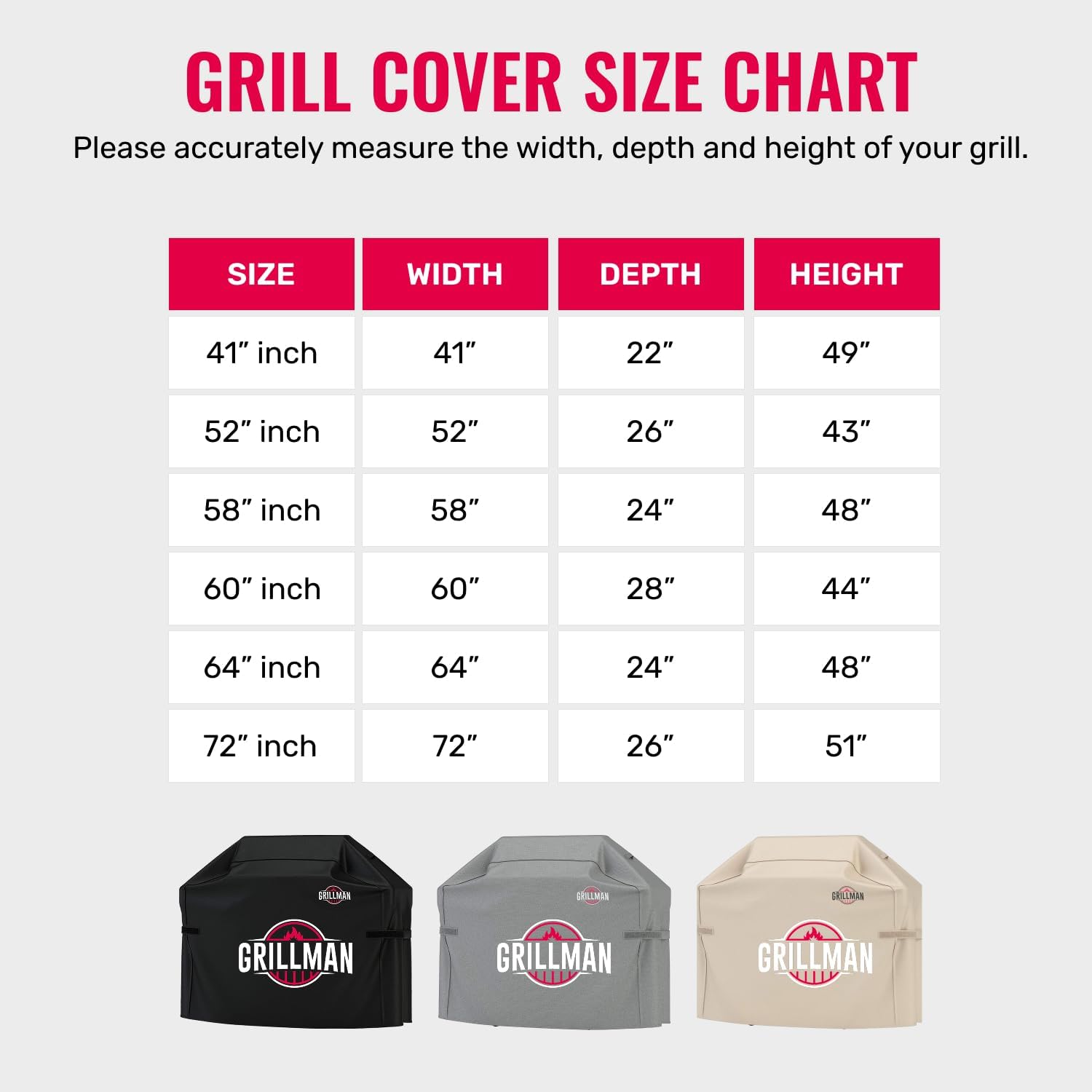 Detalle de Grillman Premium BBQ Grill Cover — 64 x 24 x 48 inches, Rip-Proof & Waterproof