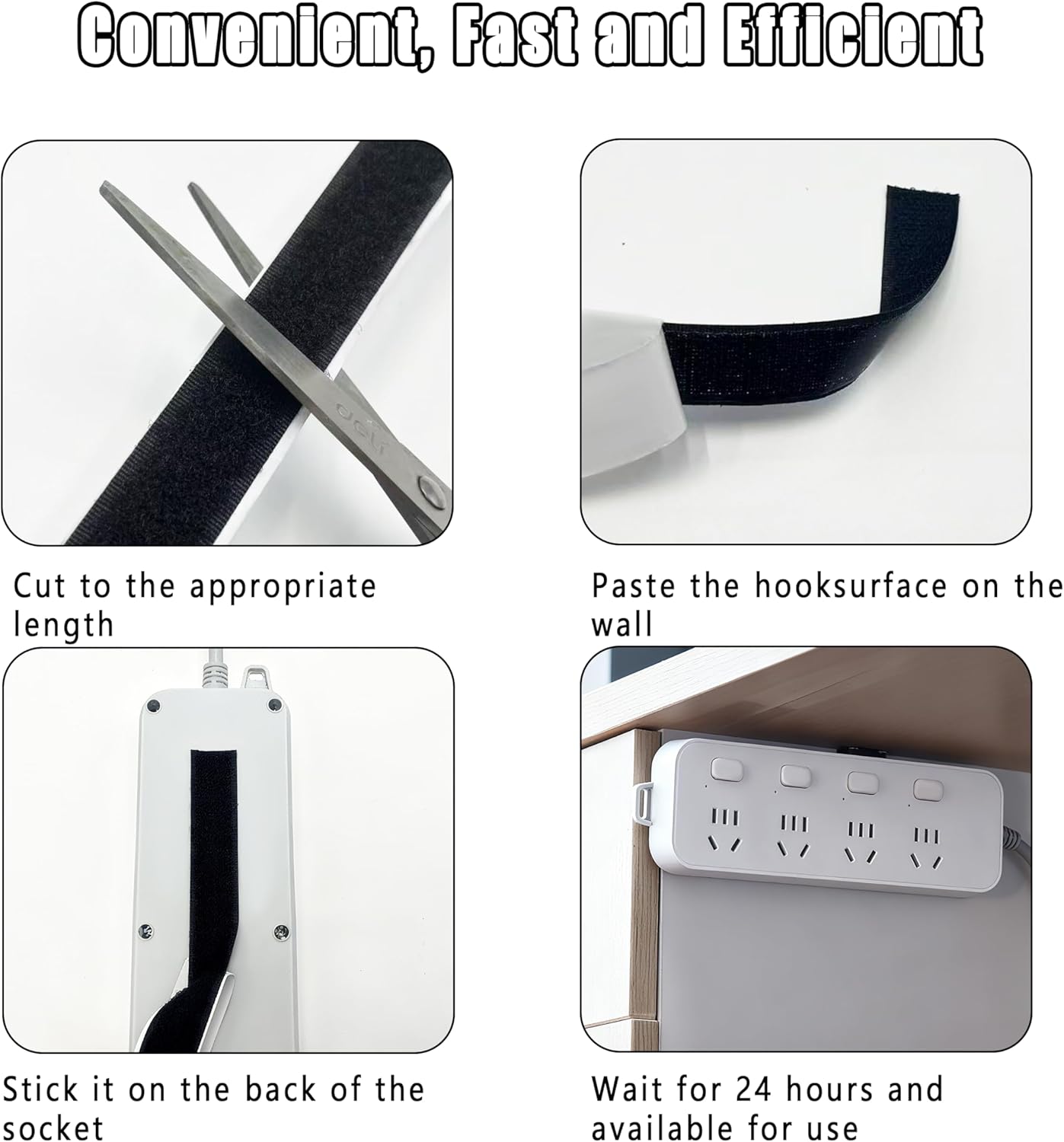 Detalle 2 de Xcdhemde nastro autoadesivo in velcro 8 m x 20 mm (nero) riutilizzabile