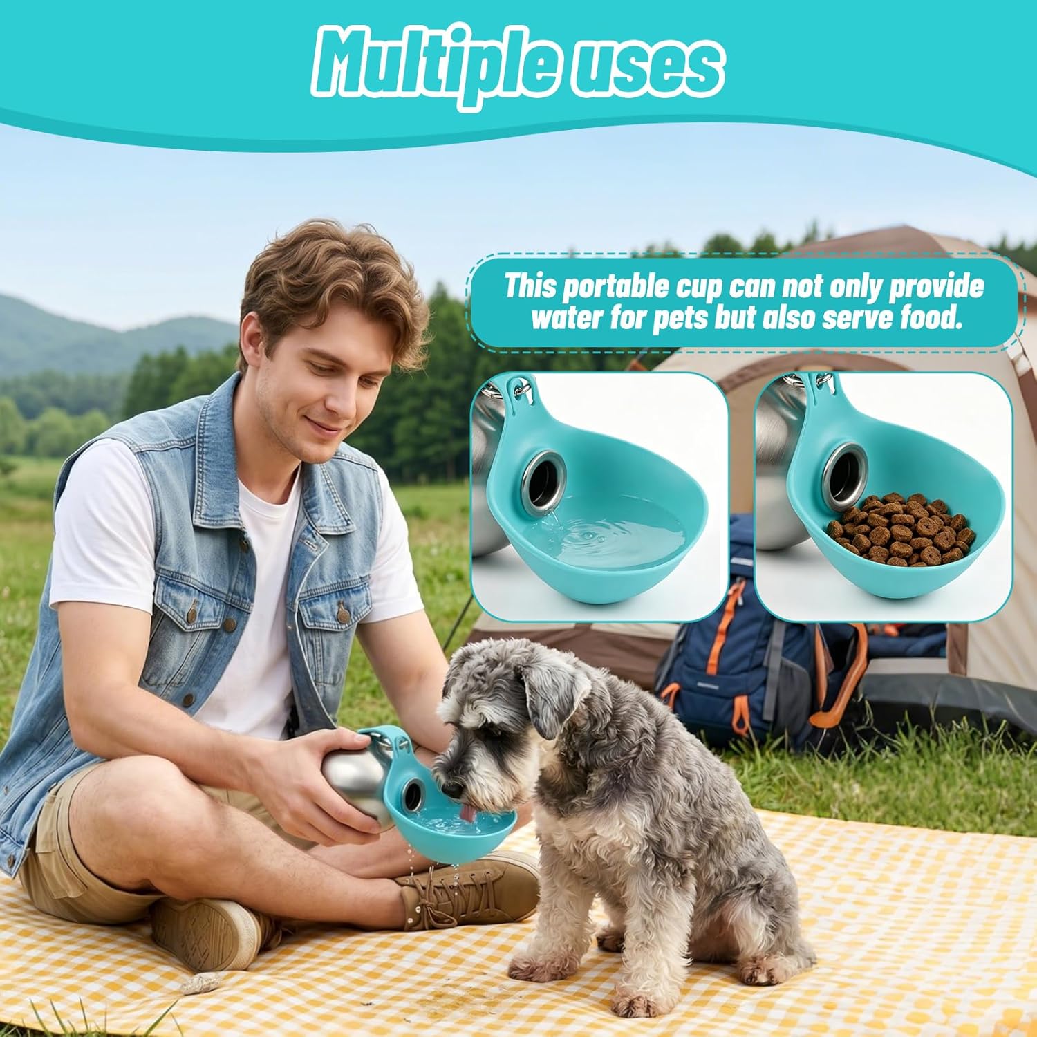 Thumbnail 4 de Portable Dog Water Bottle – 2-in-1 Stainless Steel Travel Bottle with Foldable Silicone Bowl (285ml)