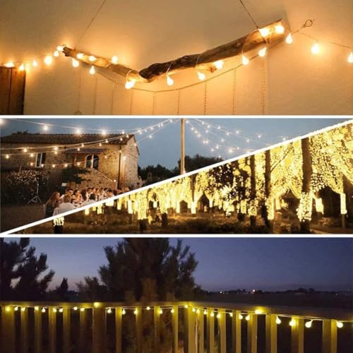 Detalle de Augone 15M/49ft 120 LED Fairy Lights – Warm White, Plug-in Indoor & Outdoor Decoration