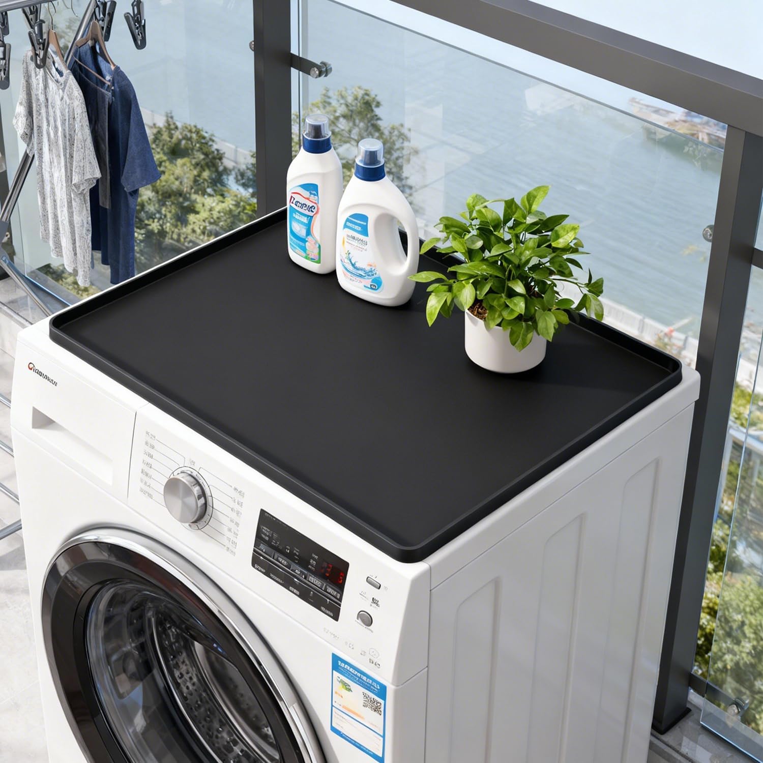 Detalle 2 de Saphe SF-60mat Silicone Washer and Dryer Mat, 23.6 x 23.6 in, Black