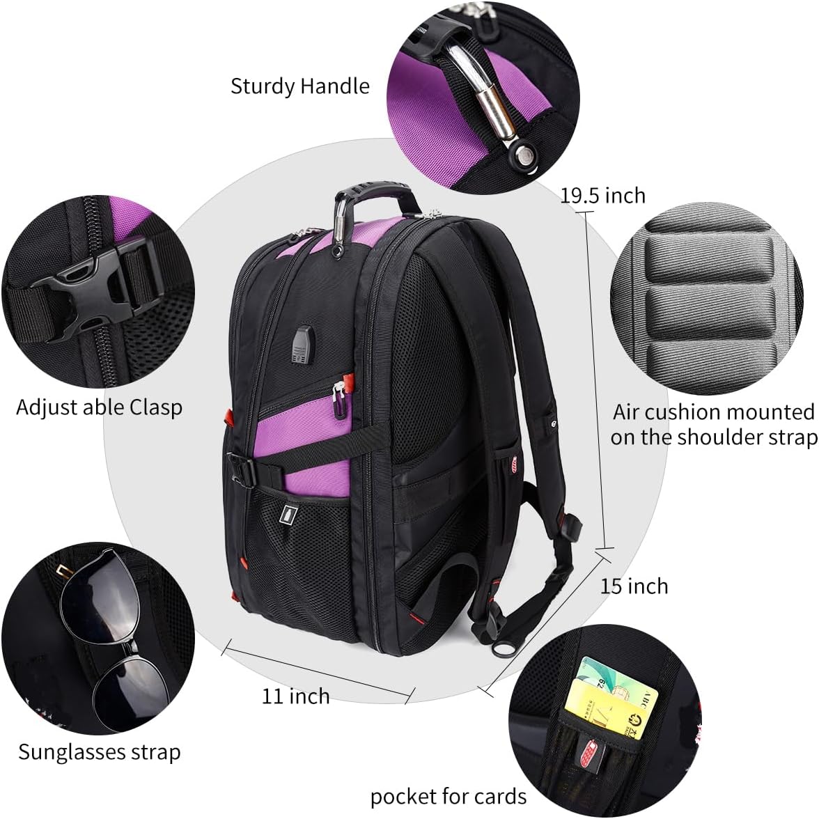 Detalle de SHRRADOO Laptop Backpack 50L
