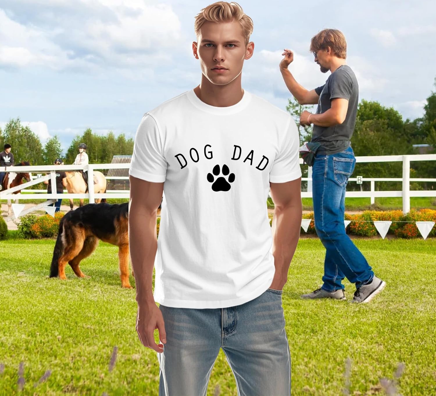 Detalle de Qskall Mens T Shirt Dog Dad – Funny Dogfather Tee