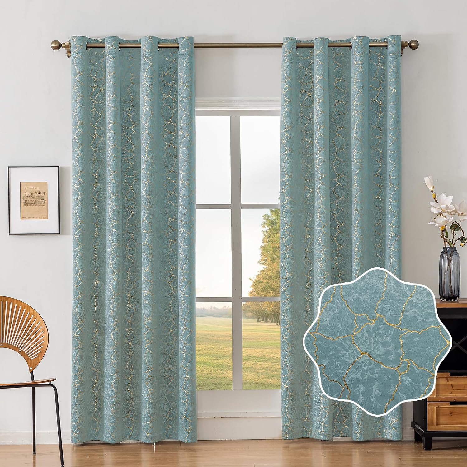 Thumbnail 1 de Ystyle Rideau Occultant Velours Lot de 2 – 140x260 cm, gris vert, élégance et isolation