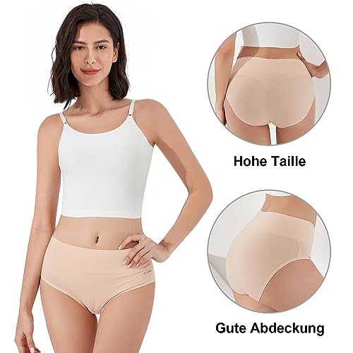Detalle de anqier Unterhosen Damen 5er Pack – Hoch taillierte Baumwoll-Slips, atmungsaktiv & bequem