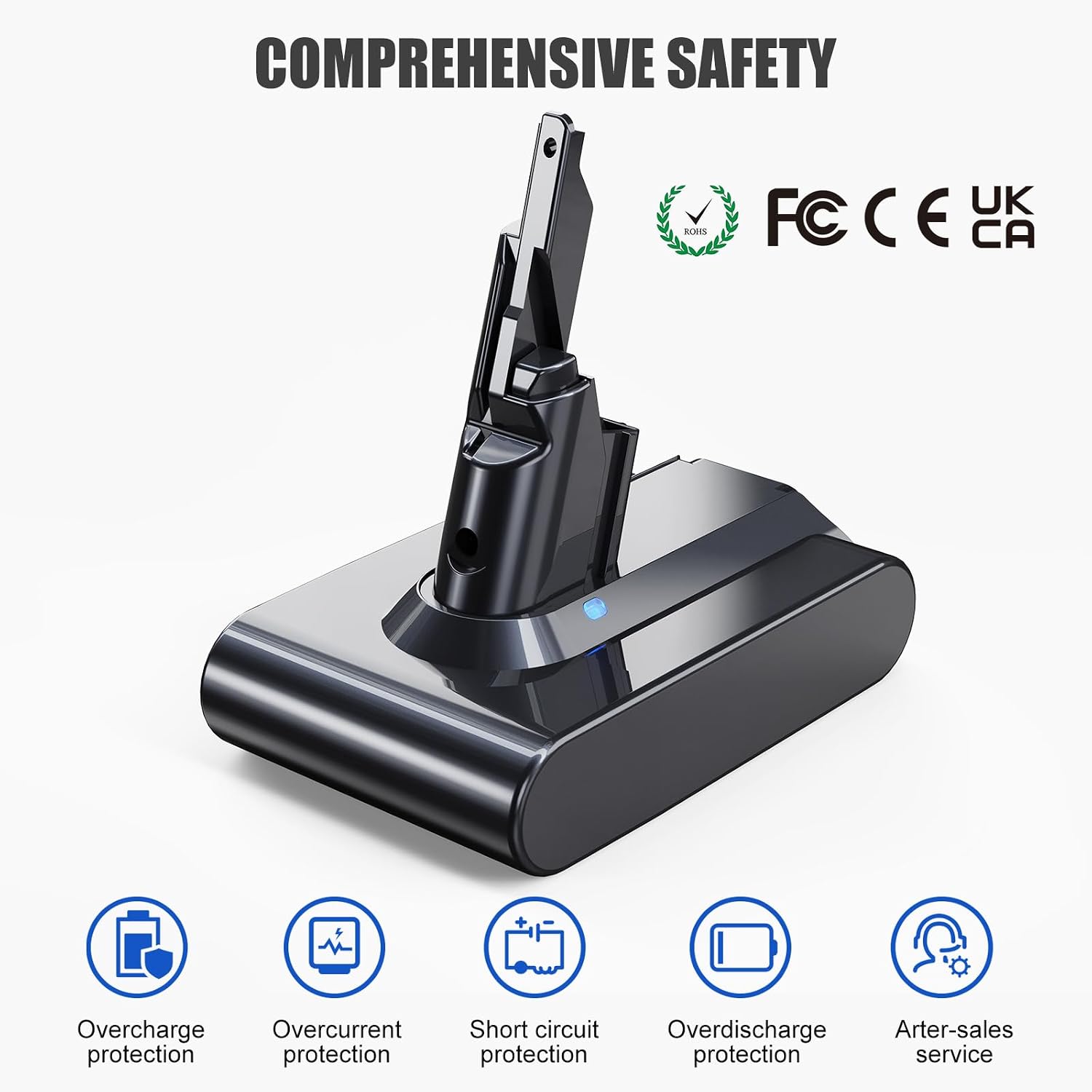 Detalle 2 de Vunzo batteria di ricambio 6000 mAh per Dyson SV11 (V7) con indicatore di livello