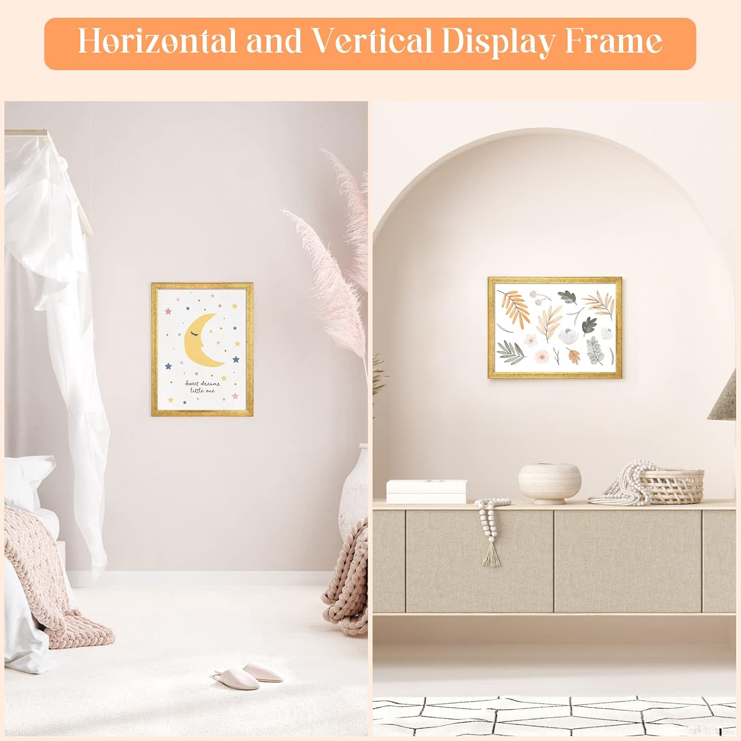 Thumbnail 2 de MOUDAMION 12x16 Wood Picture Frame Gold - Ornate, Natural Finish, HD Plexiglass, 12x16 / 16x12 Display