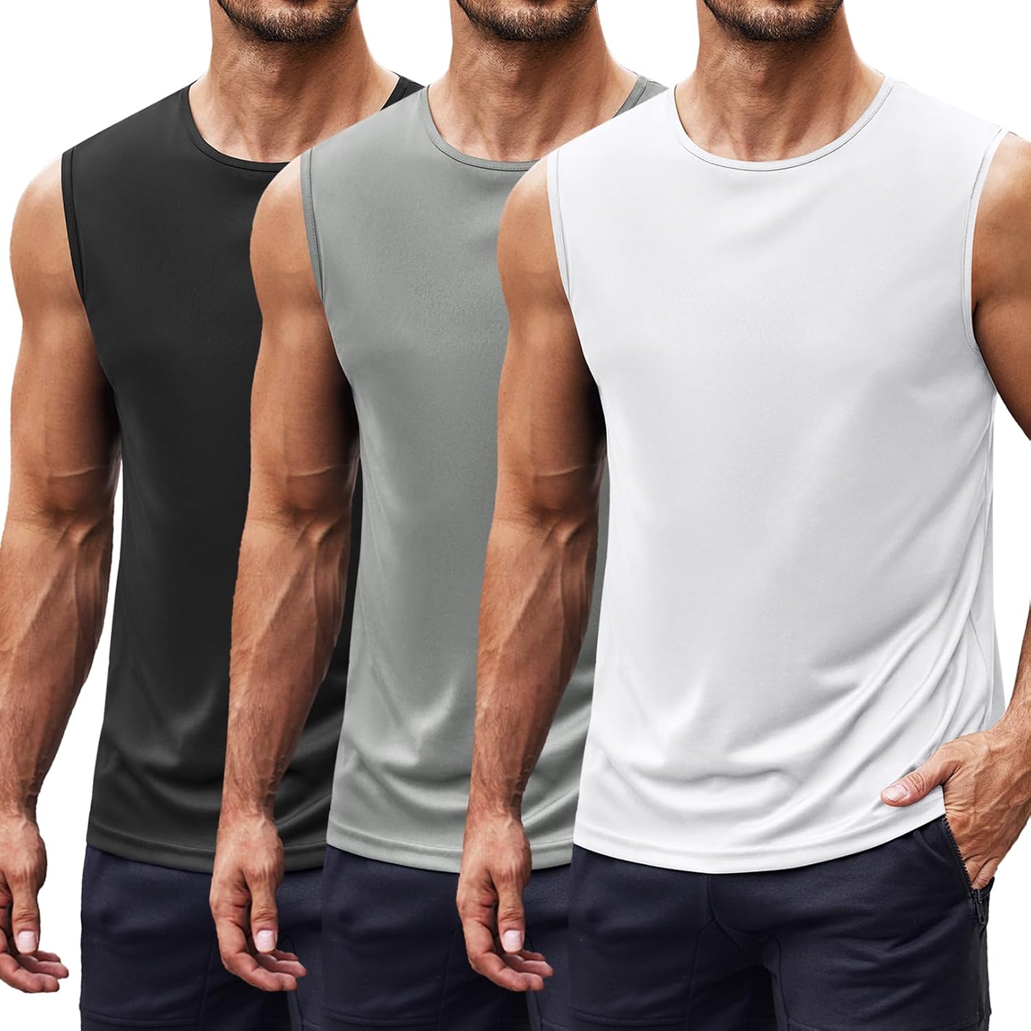 Detalle de COOFANDY Men's Tank Top 2-Pack / 3-Pack: Quick-Dry, UPF 50+ Sleeveless Training Vest