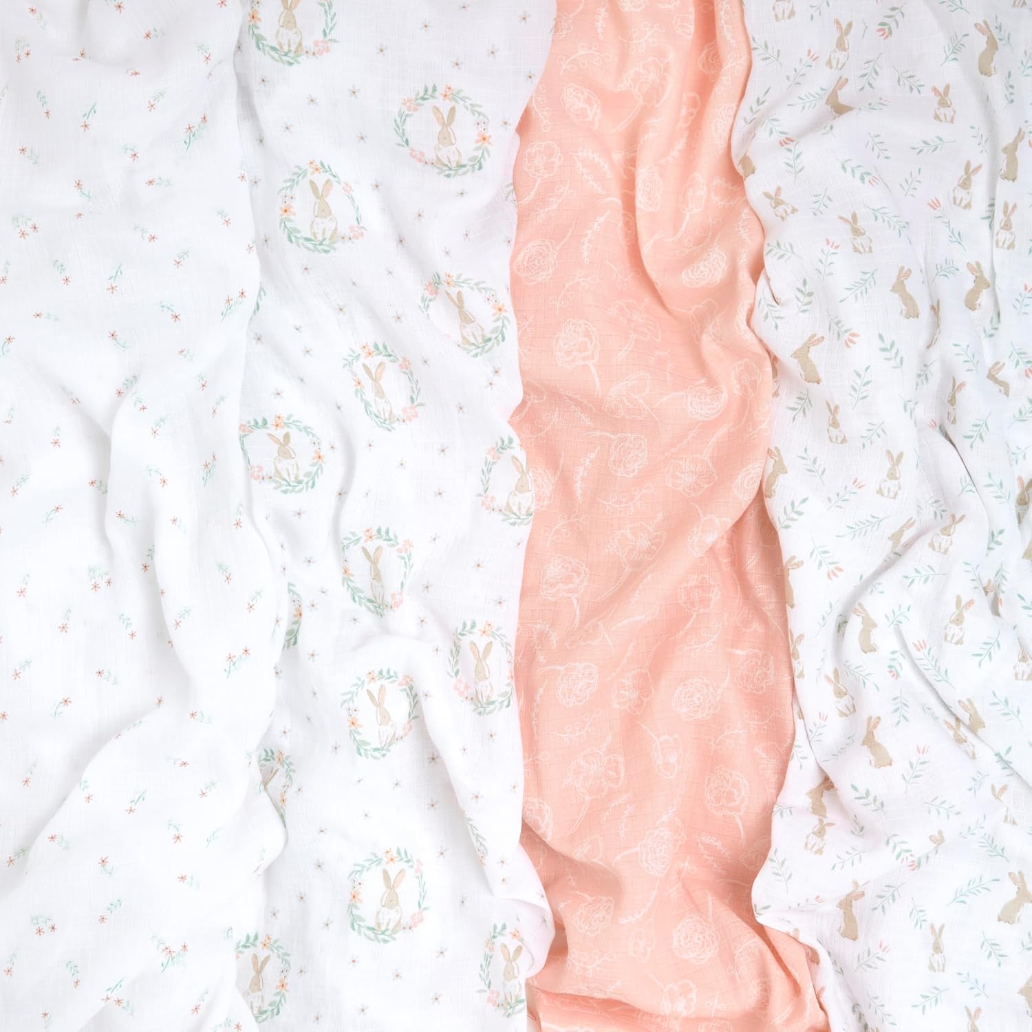 Detalle de aden + anais essentials SWADAEESWC40023 おくるみ4枚セット モスリンコットン100%・Blushing bunnies