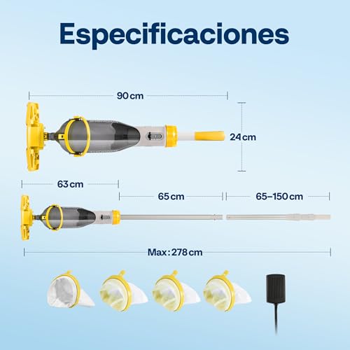 Thumbnail 7 de VIVOHOME 278 cm: Aspirador de Piscina Inalámbrica con Succión Potente (4200 LPH) para Espacios Amplios