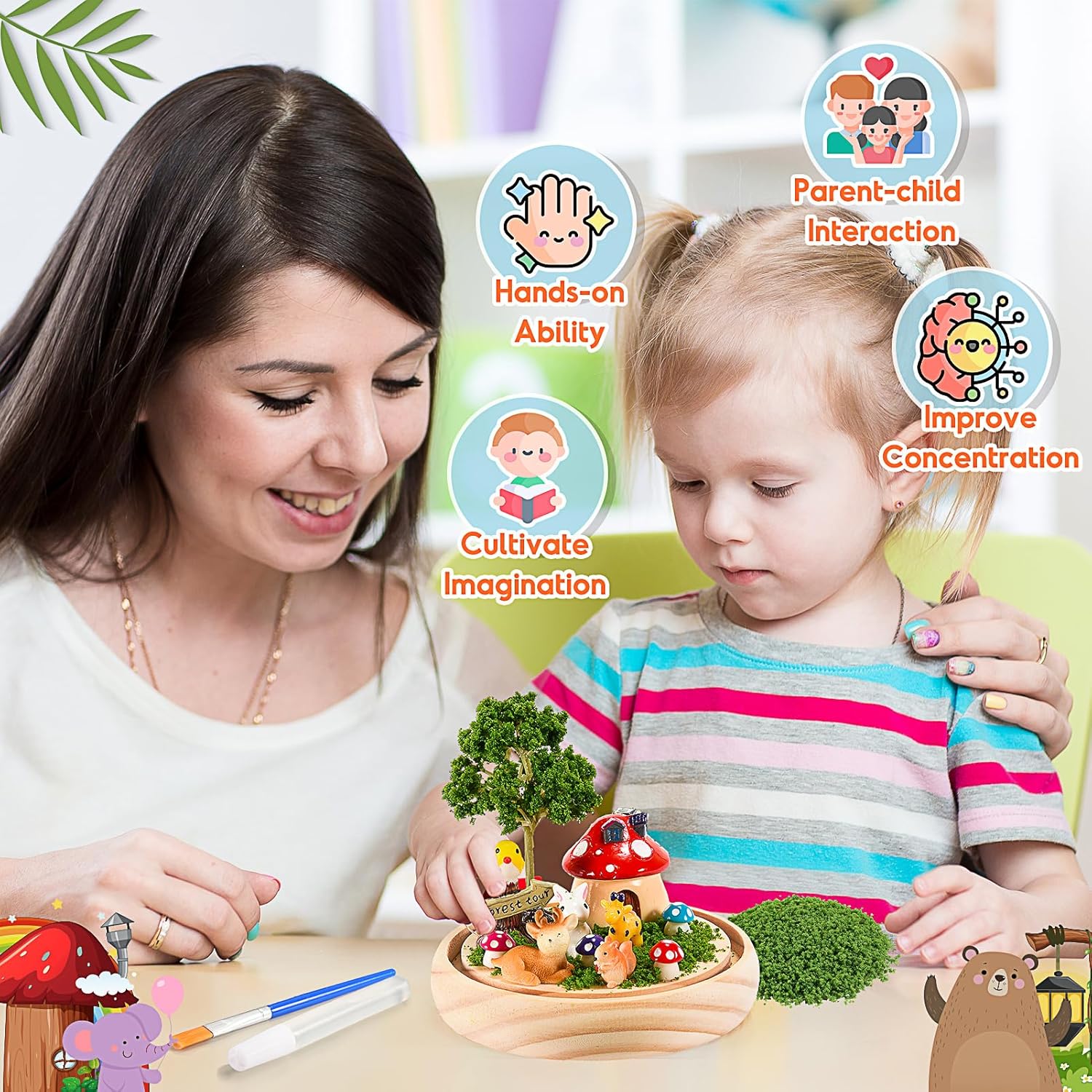 Thumbnail 4 de HappyGoLucky DIY-Tier-Nachtlicht-Set für Kinder ab 3 Jahren (Tier-Motive & Holzsockel)