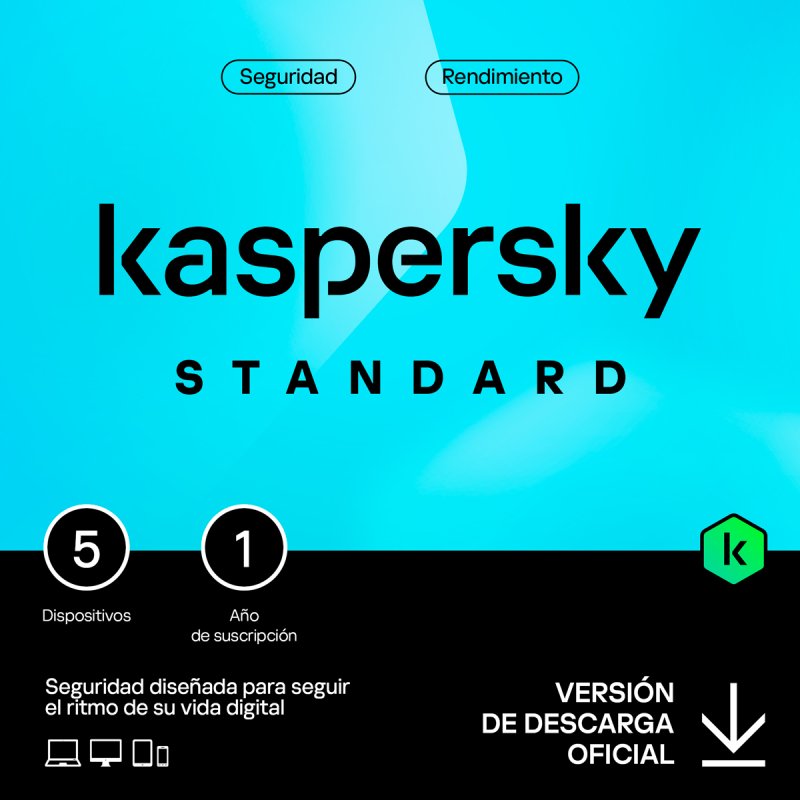 Detalle de Kaspersky Standard Anti-Virus 5 Dispositivos Licencia Digital 1 Año – ficha completa