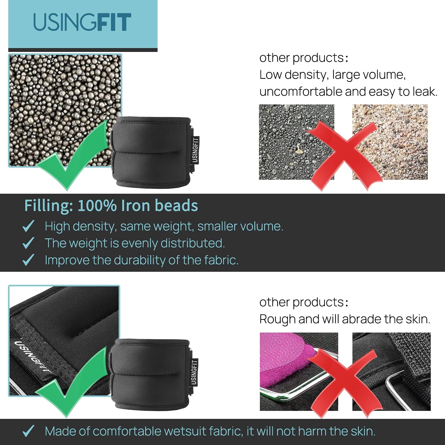 Thumbnail 3 de USINGFIT Ankle Weights Set: 2 Pairs, 0.5–2 kg each, for Ankle and Wrist
