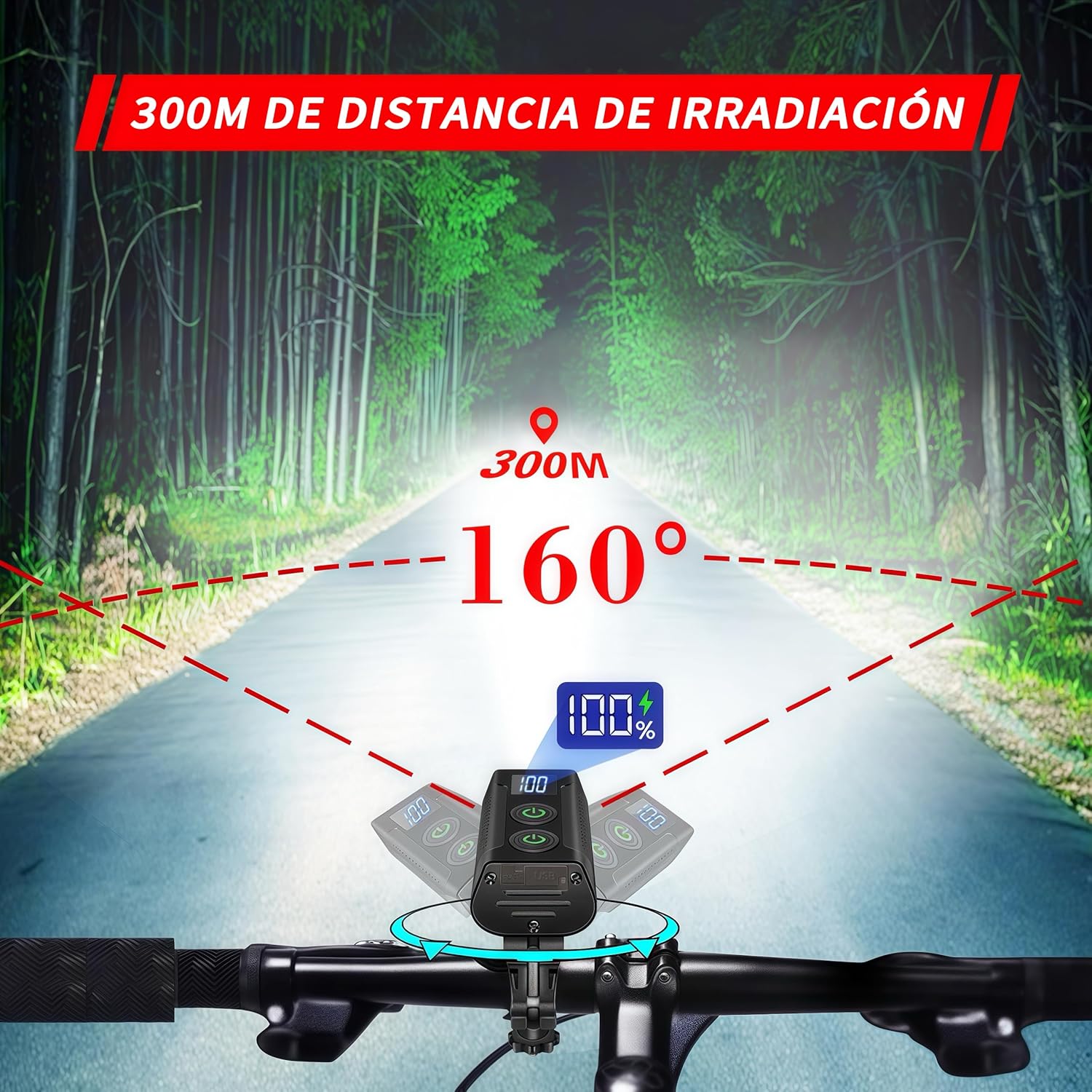 Thumbnail 1 de REHKITTZ Luz Bicicleta 3300 lúmenes