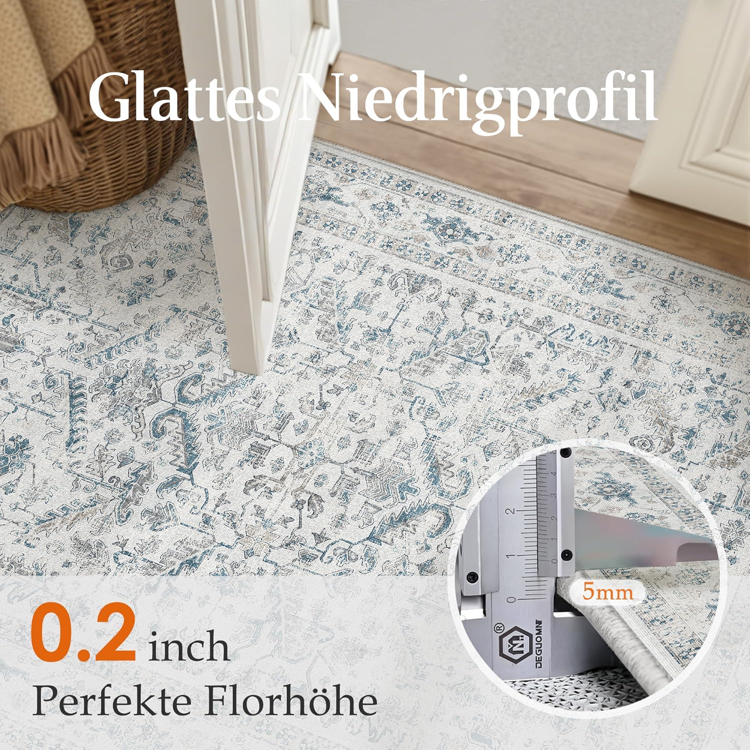 Thumbnail 4 de PureCozy Vintage Blauer Fussmatte 60x90cm