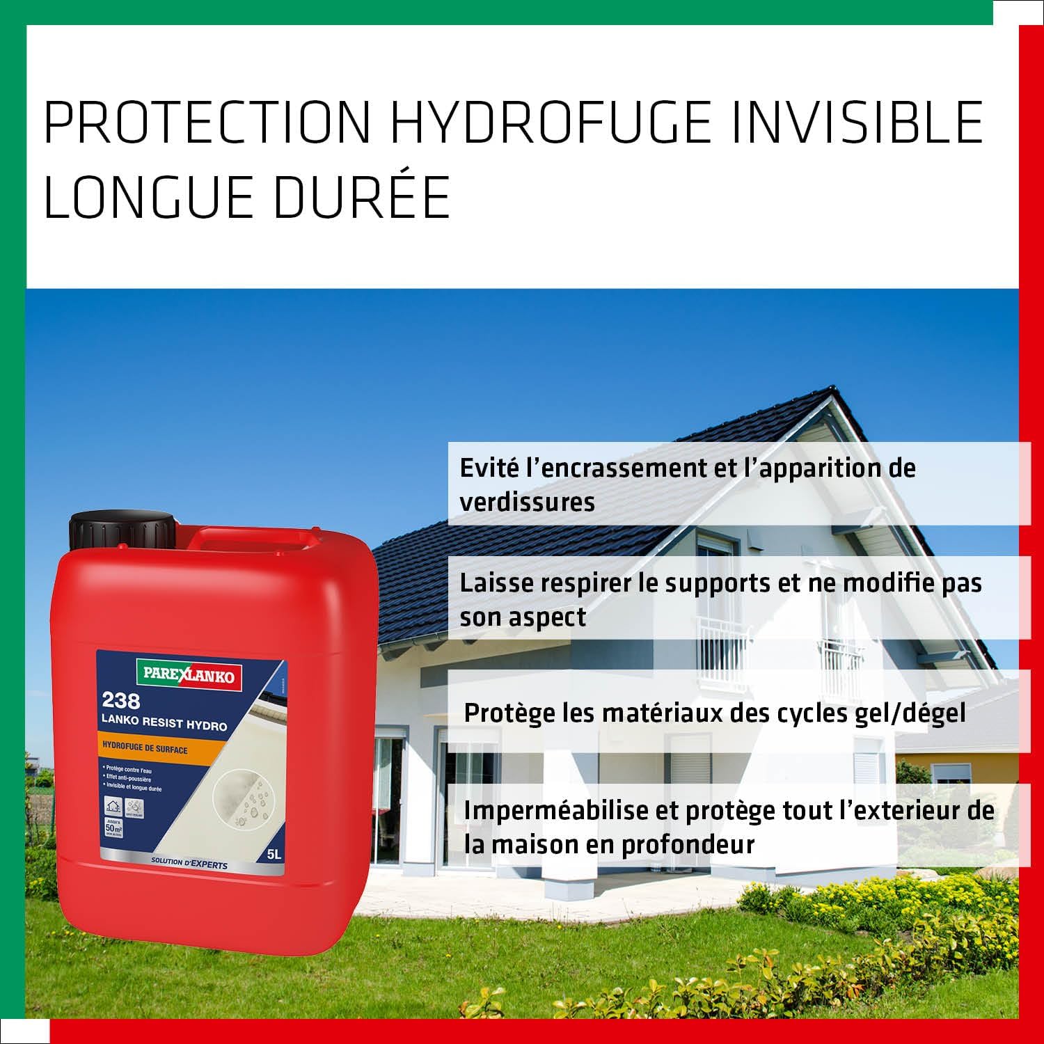 Thumbnail 2 de Parexlanko Hydrofuge de surface - 5 L (Lanko Resist Hydro) | Protection anti-tache longue durée pour toiture, façade et terrasse