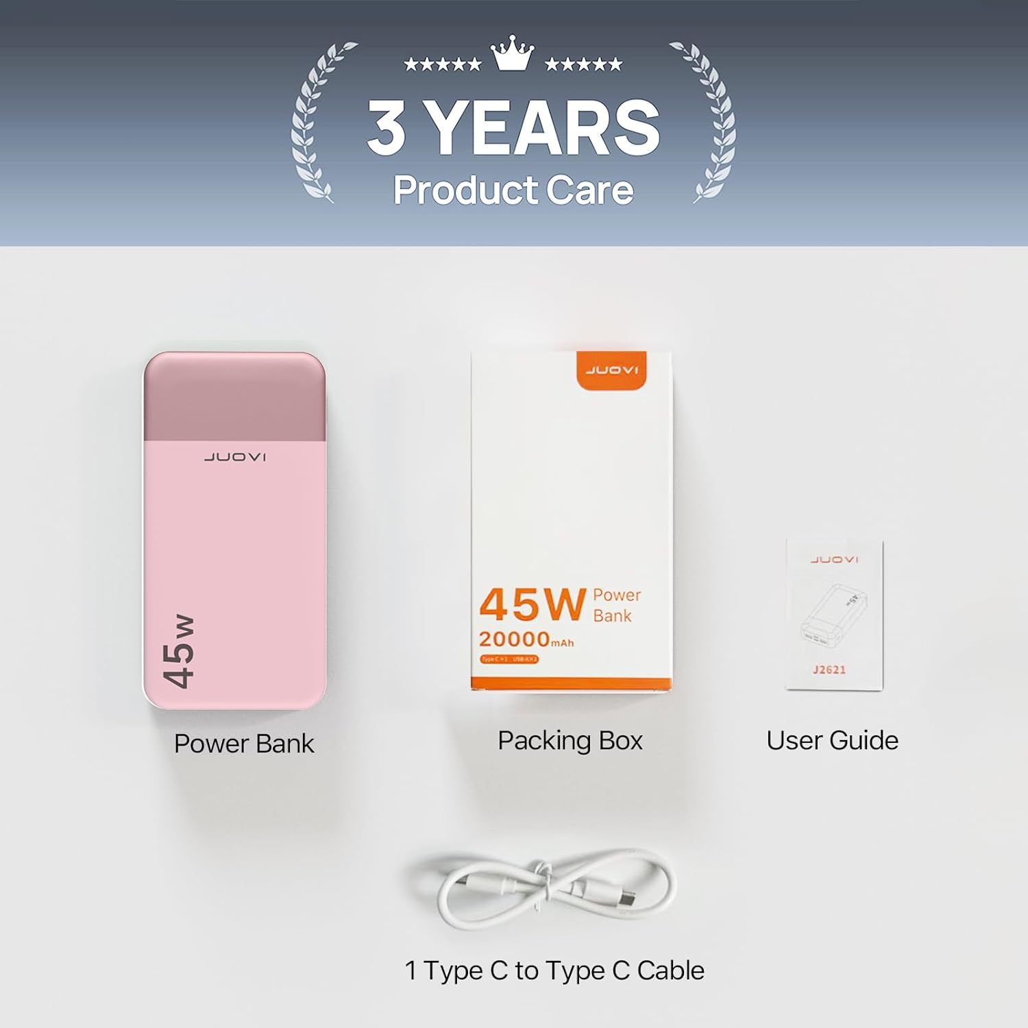 Thumbnail 5 de JUOVI J2621 Power Bank: 45W Fast Charging 20000mAh Portable Charger (Pink)
