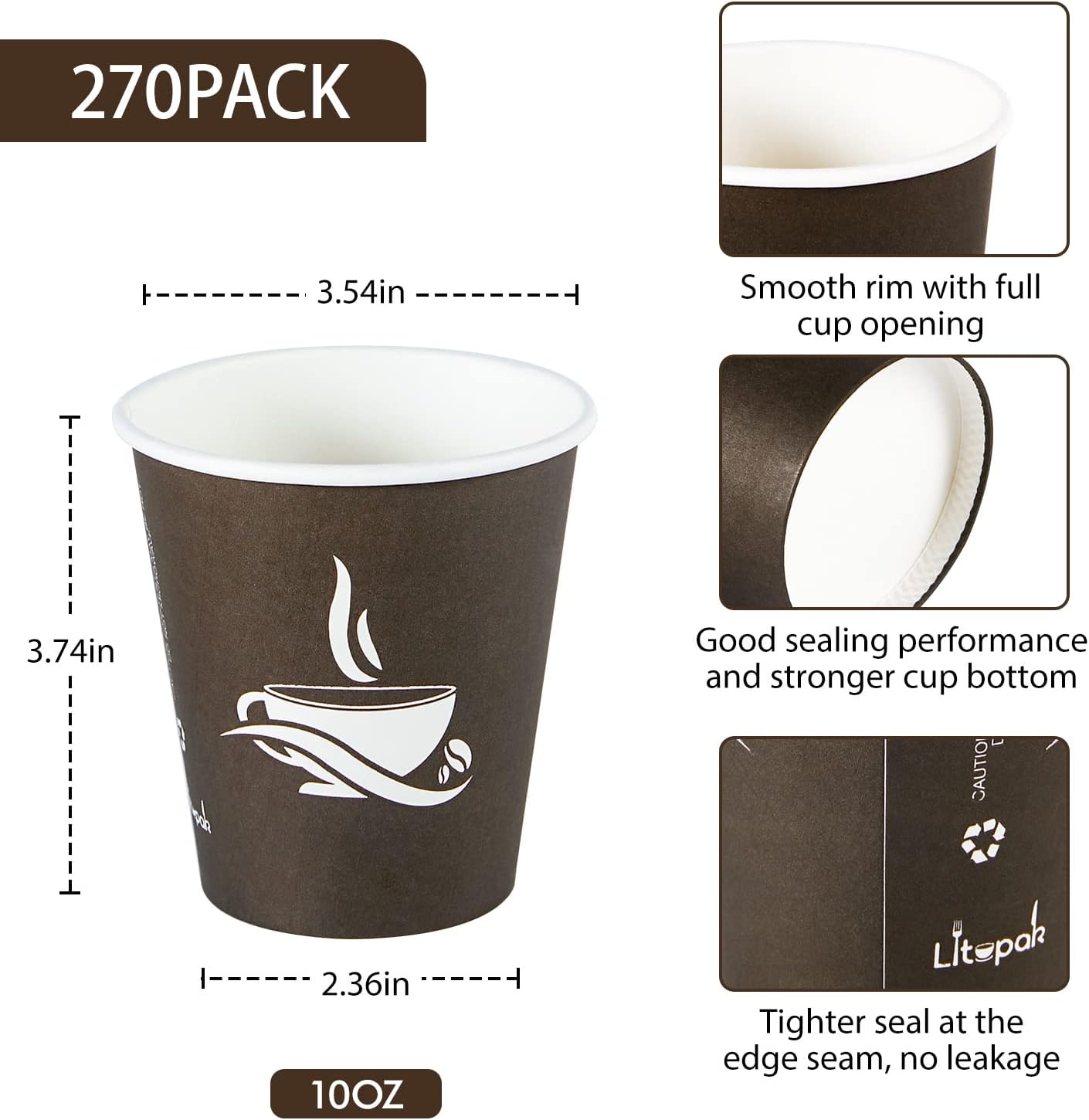 Detalle 2 de LITOPAK 10 oz Paper Cups 270 Pack