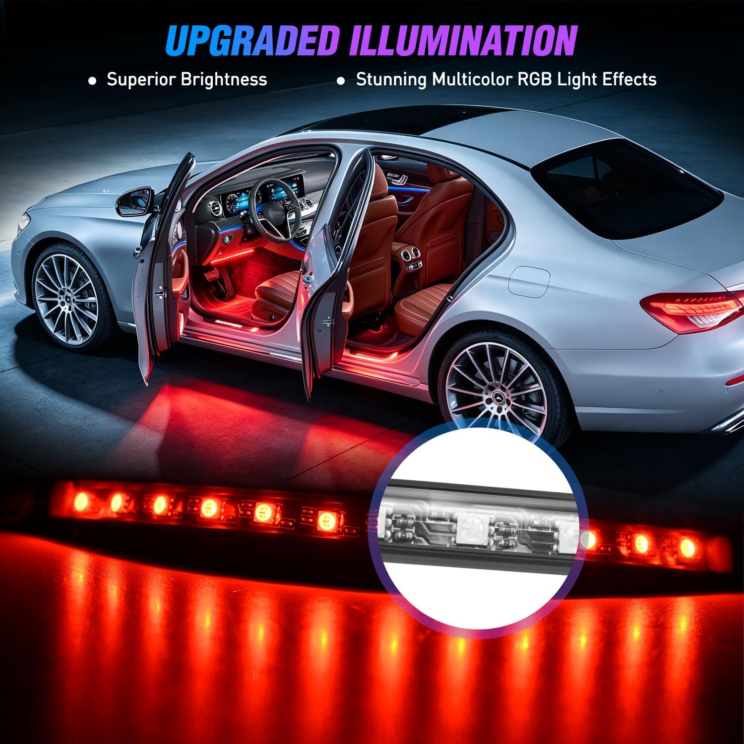 Detalle 2 de Nilight TR-06 4PCS 48 LED Interior Music Car Strip Lights (DC 12V) with Sound Active + Wireless Remote