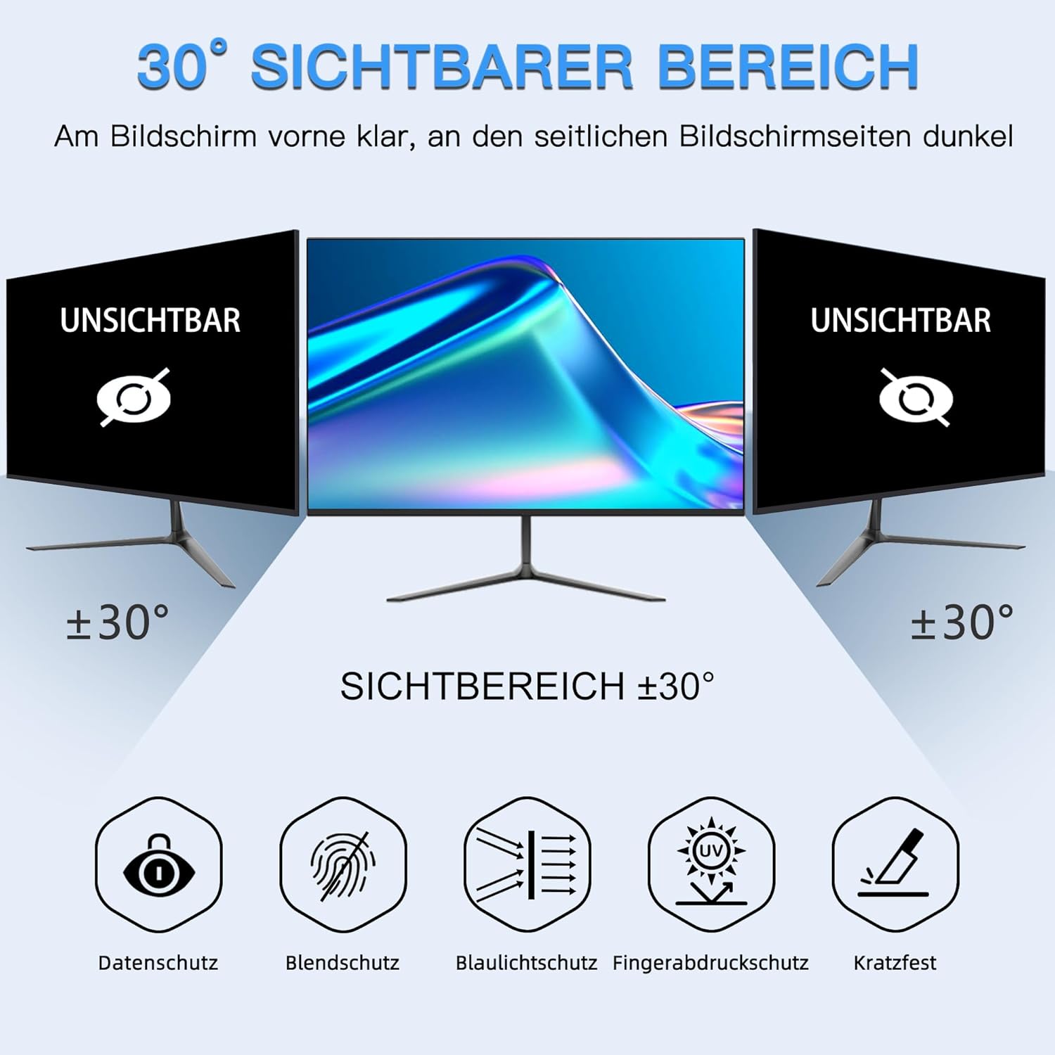 Detalle de ZOEGAA Blickschutzfolie 24 Zoll 16:9 für Monitor (Anti-Blaulicht) – abnehmbarer Privacy Screen